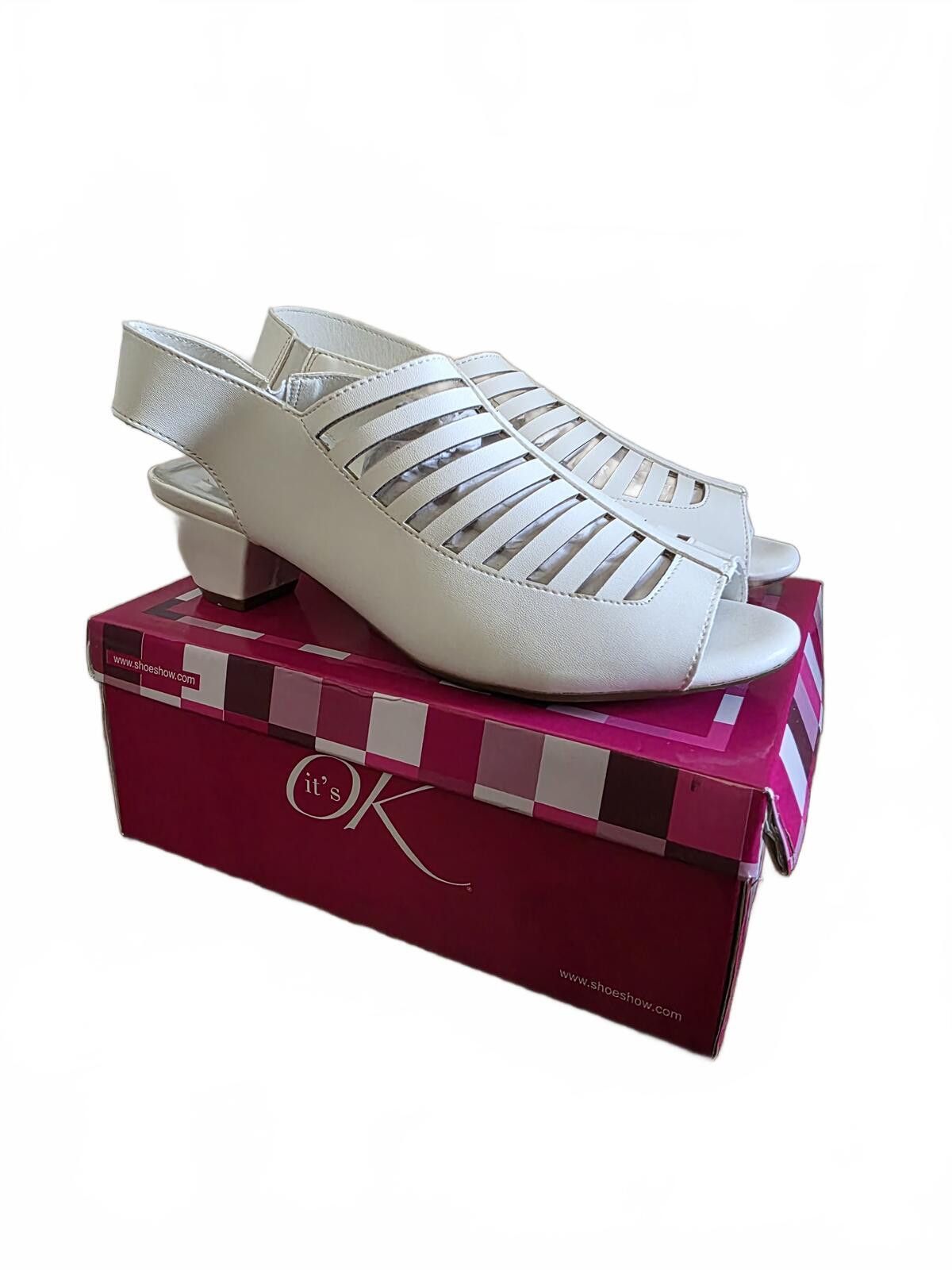 Other It's OK White Peep Toe Slingback Heels Size 7W Comfortable Size US 7 / IT 37 - 9 Thumbnail
