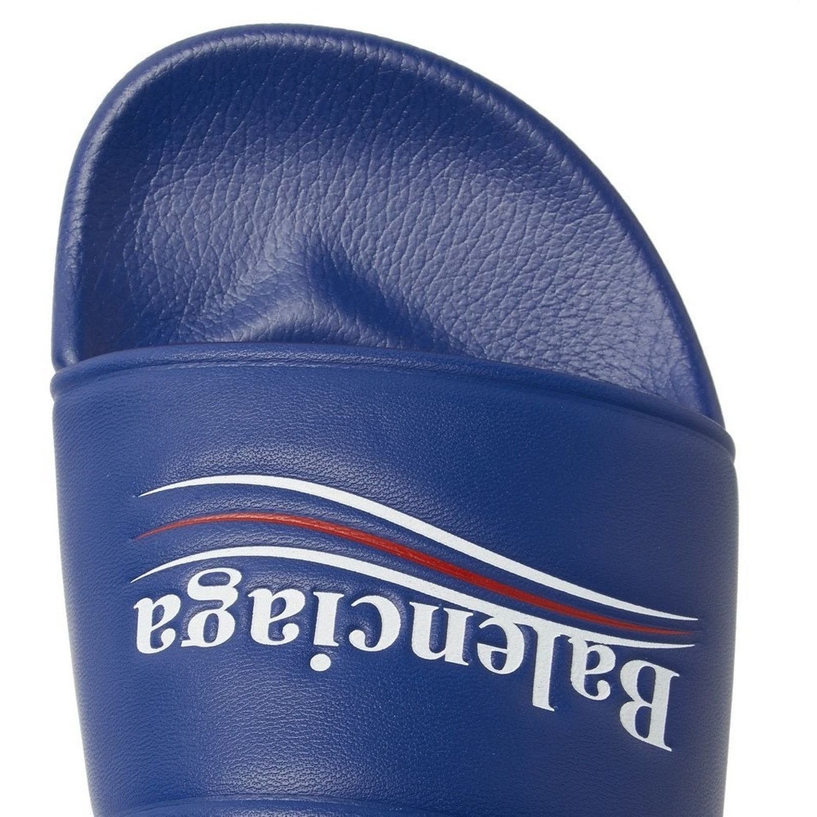 Balenciaga Balenciaga Blue Leather Campaign Logo Slide Sandal 44 11 Size US 11 / EU 44 - 7 Thumbnail