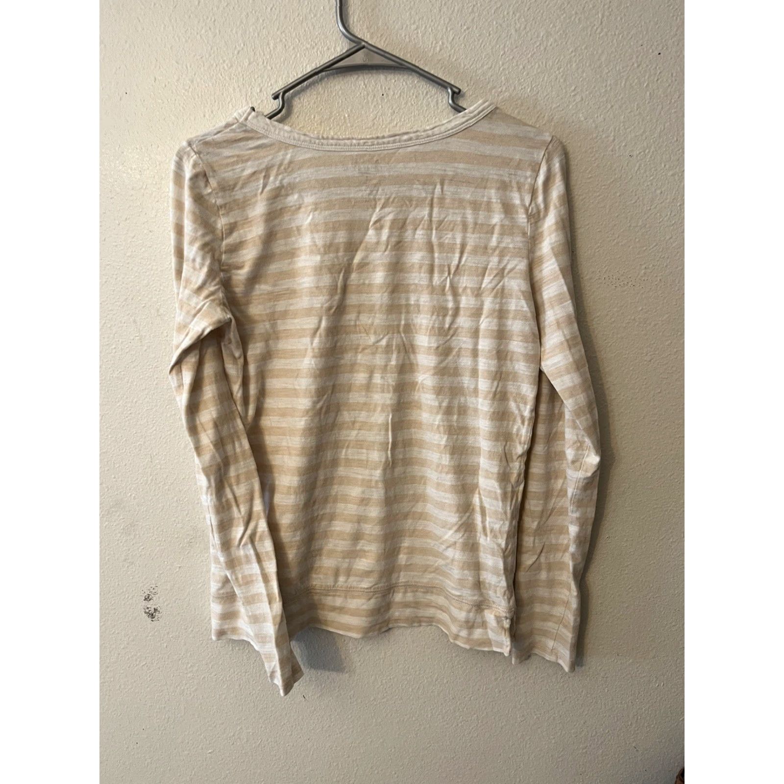 Gap Gap Shirt Women’s M Beige Stripe Knit Long Sleeve Crew Neck T-Shirt Casual Easy Care Basic Modern Classic Size M / US 6-8 / IT 42-44 - 3 Thumbnail