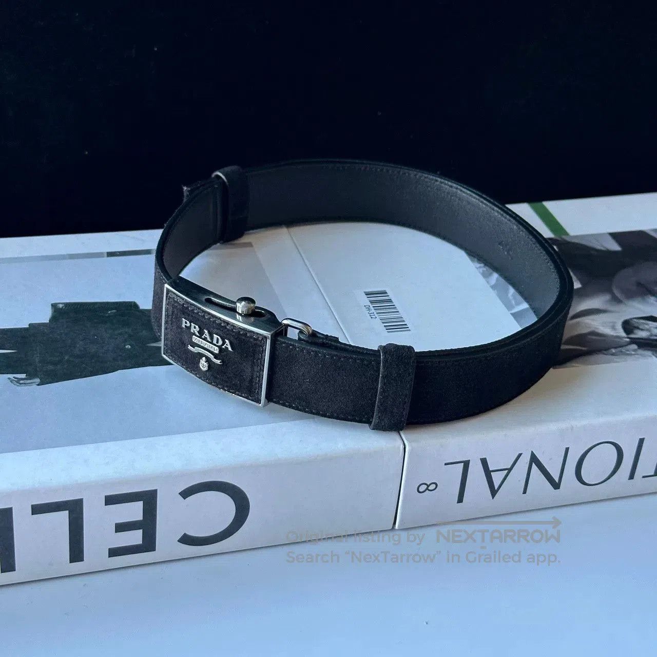Prada Prada Square Buckle Logo Suede Belt. Size ONE SIZE - 3 Thumbnail