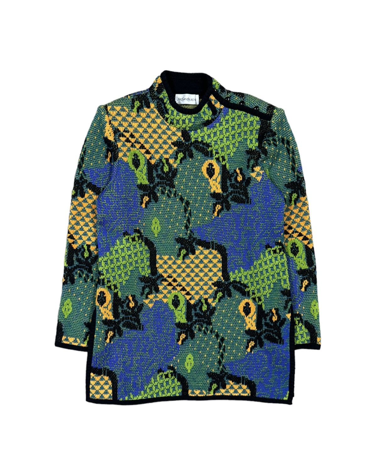 Vintage × Yves Saint Laurent Vtg🔥YvesSaintLaurent Sweater Patterned All Over Print Knit Size US M / EU 48-50 / 2 - 1 Thumbnail