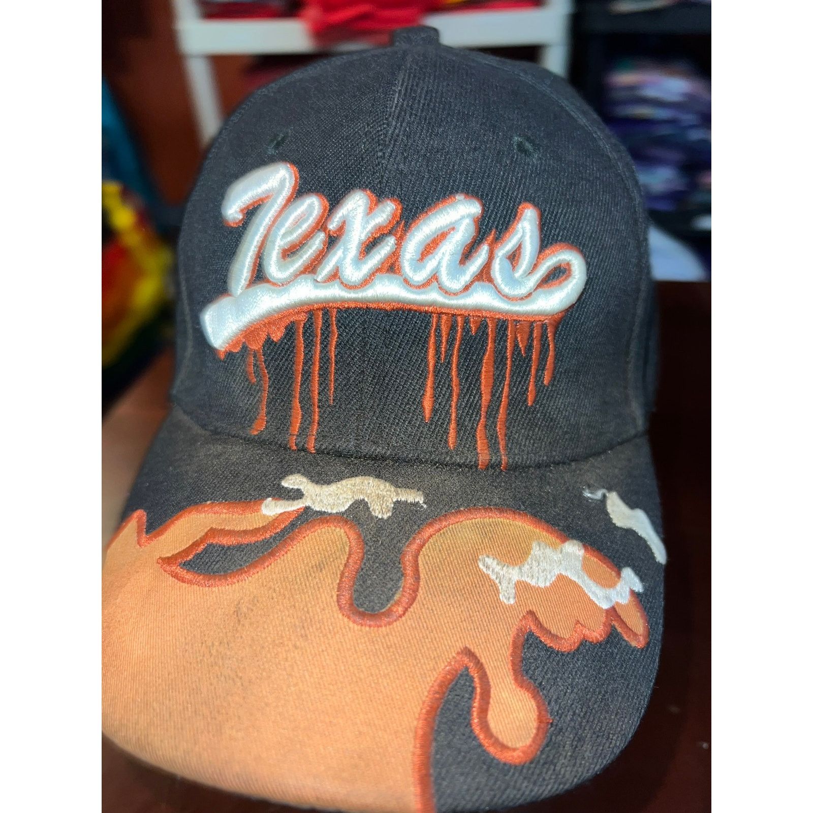 Vintage Vintage Texas Hat Cap Black Orange Graphic Headwear TX Size ONE SIZE - 3 Thumbnail