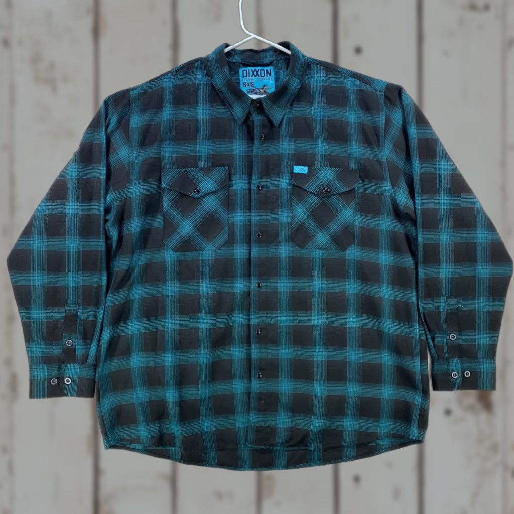 Vintage Dixxon Flannel SXS Mens 3XL Teal Black Pearl Snap The Trixie Long Sleeve Shirt Shirt Mens 3XL Flannel Shirt Snap Button Pocketed Plaid Size US XXL / EU 58 / 5 - 1 Thumbnail