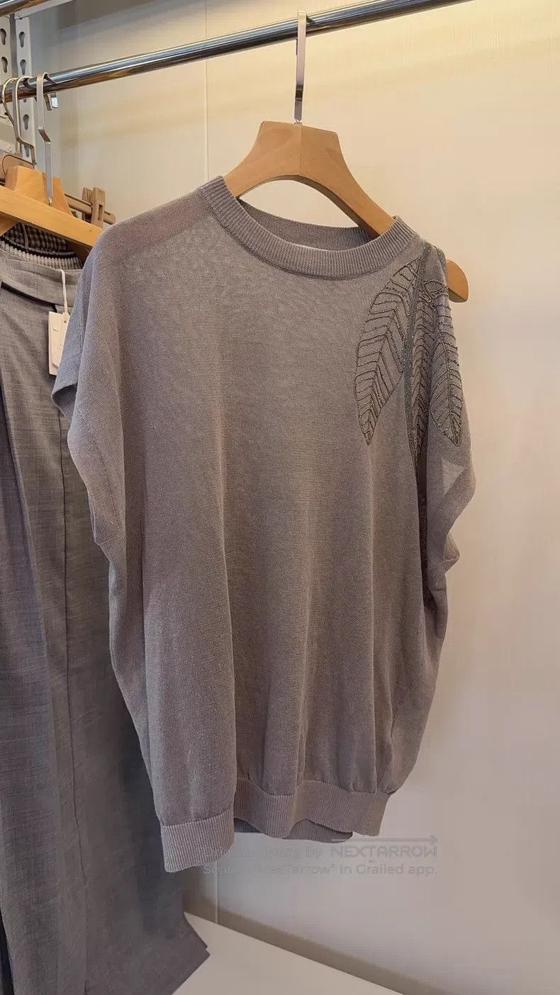 Brunello Cucinelli Brunello Cucinelli Beaded Linen Knit Top Size XS / US 0-2 / IT 36-38 - 4 Thumbnail
