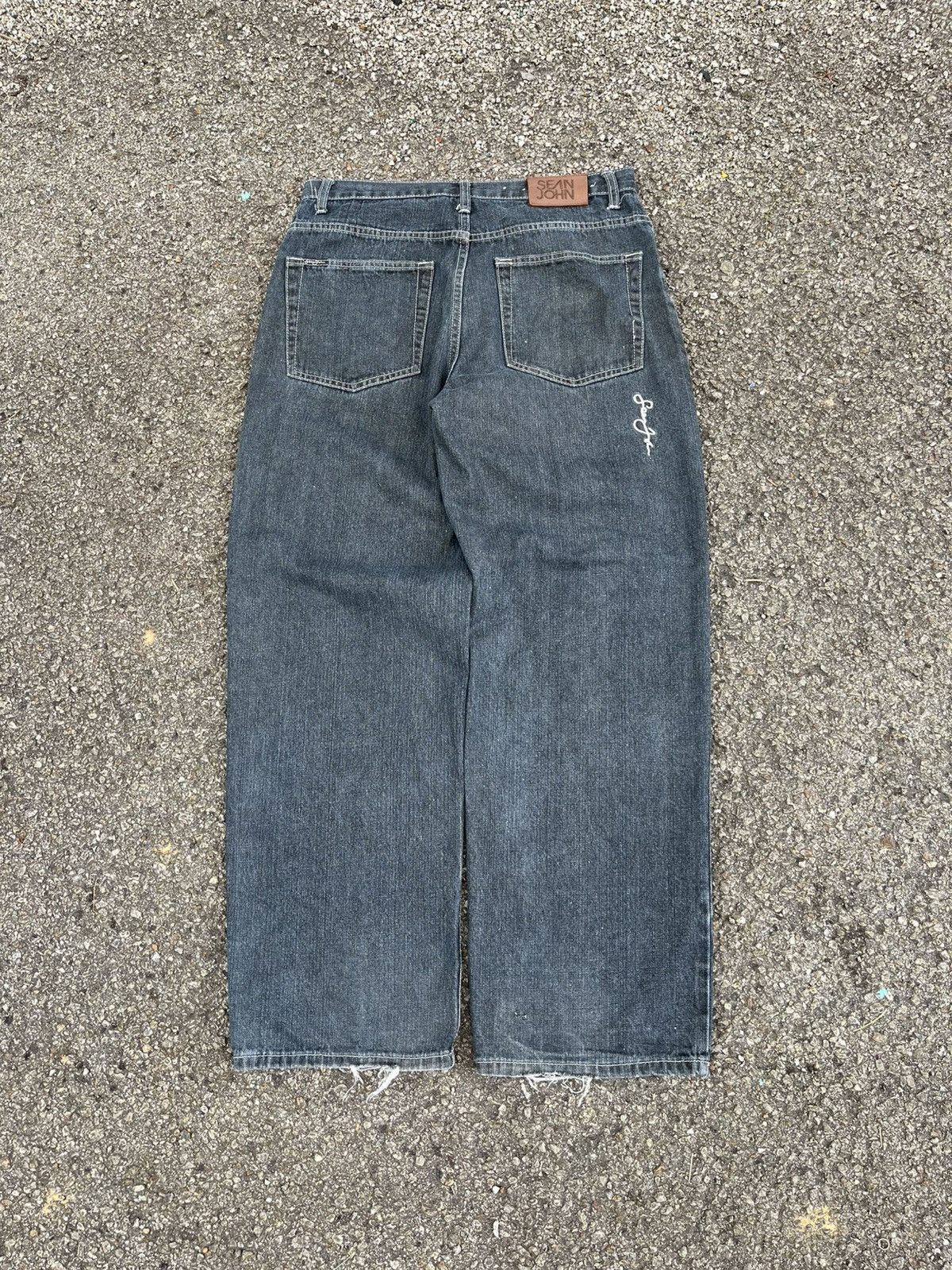Sean John Y2K Baggy Jeans Sean John Big Logo Embroidery Faded Black Size US 34 / EU 50 - 9 Thumbnail
