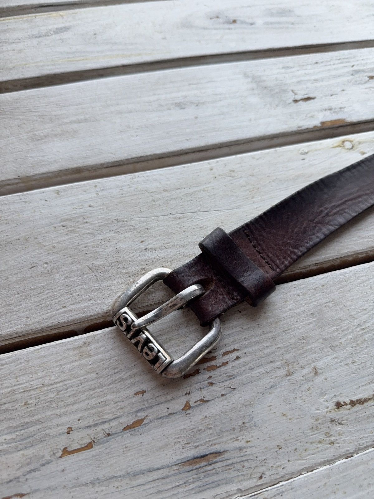 Levi's Vintage Levi’s Brown Leather Belt with Logo Buckle Y2K Style Size ONE SIZE - 3 Thumbnail