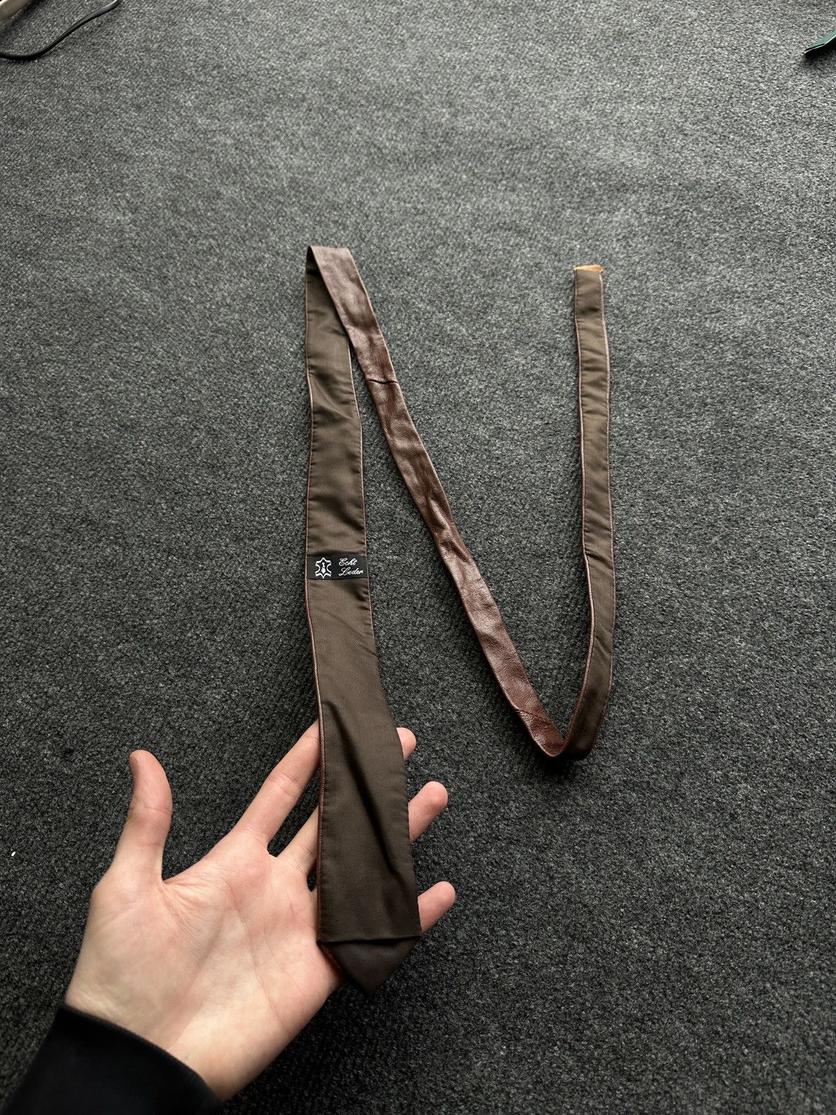 Other 🚨 LEATHER BROWN ITALY TIE LUXURY VNTG RARE OLD MONEY Size ONE SIZE - 5 Thumbnail