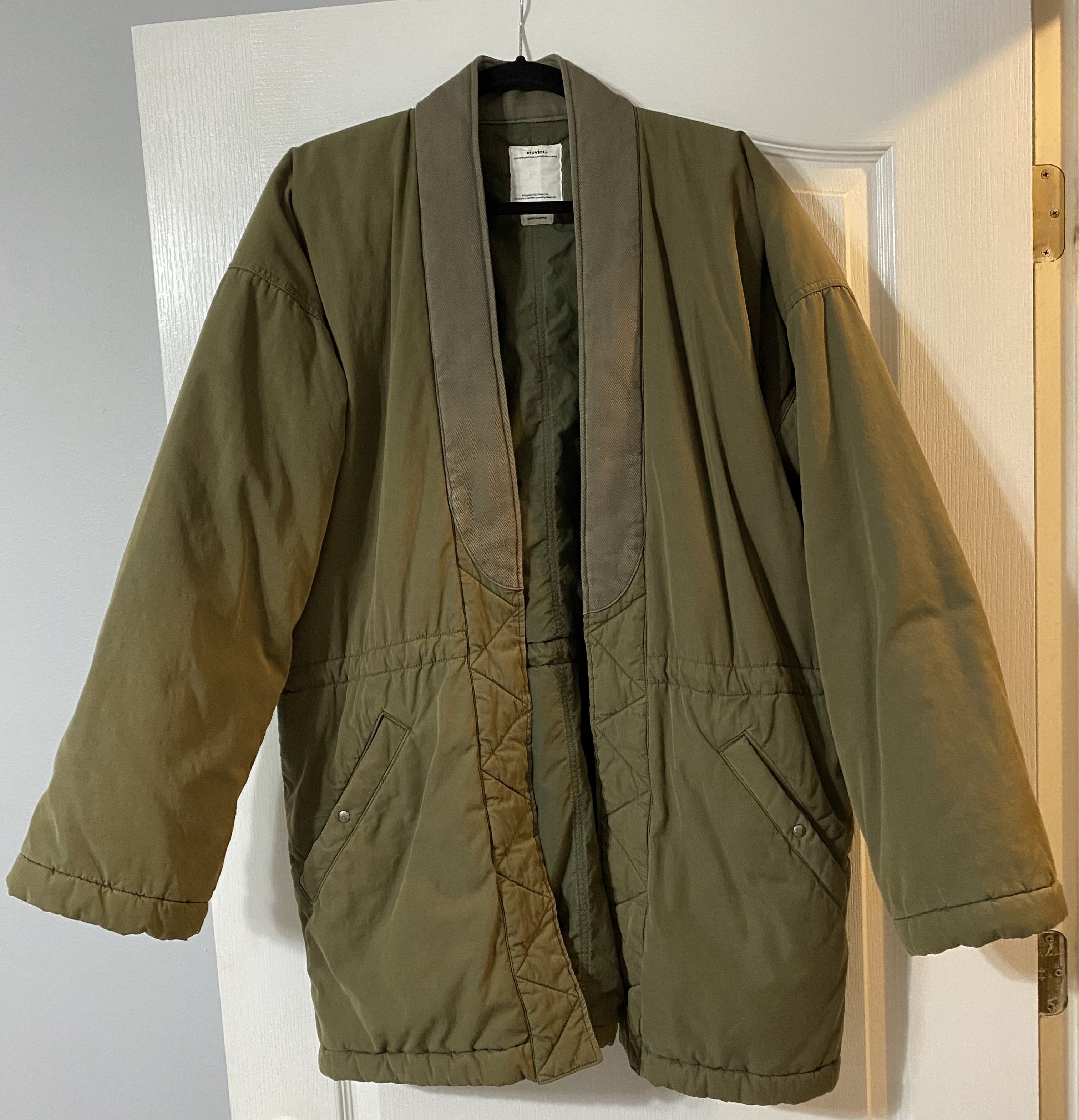 image of Visvim Dotera Down Filled Coat Olive Sanjuro Size 5 Xxl, Men's