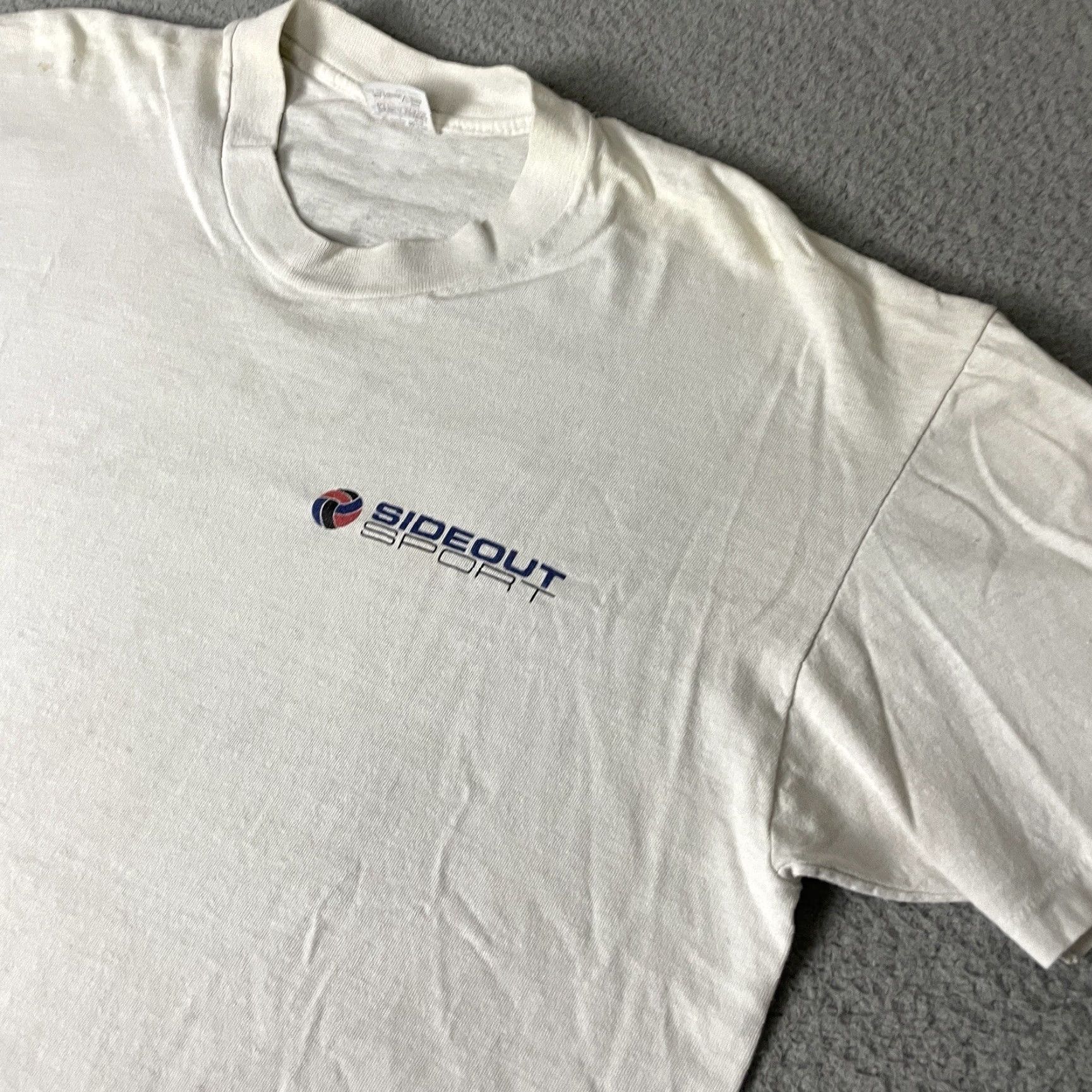 Sideout VINTAGE Sideout T Shirt Adult XL White Sports 80s USA Distressed Borneo Faded Mens Regular Size US XL / EU 56 / 4 - 4 Thumbnail