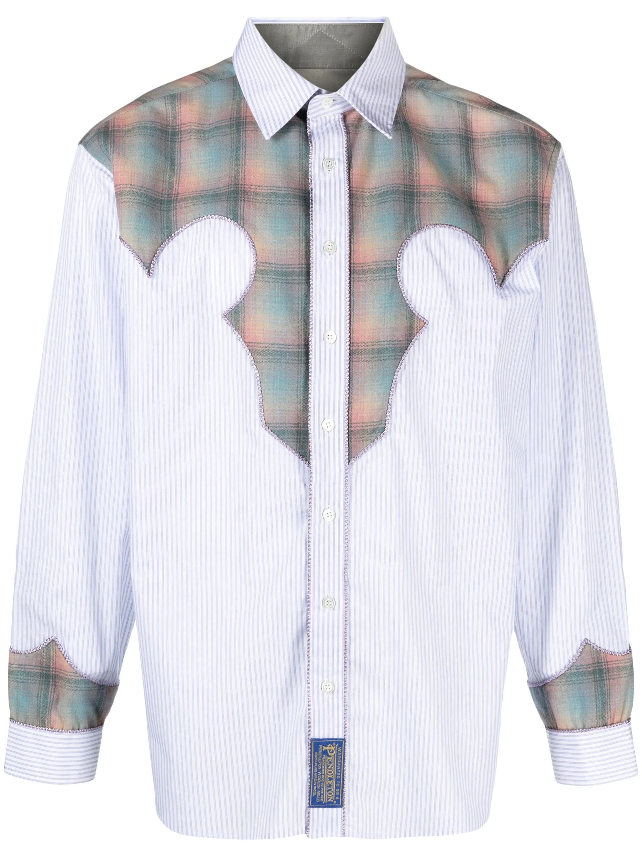 Maison Margiela o1w1db10525 Panelled Pinstripe Shirt in Multicolor Size US S / EU 44-46 / 1 - 1 Thumbnail