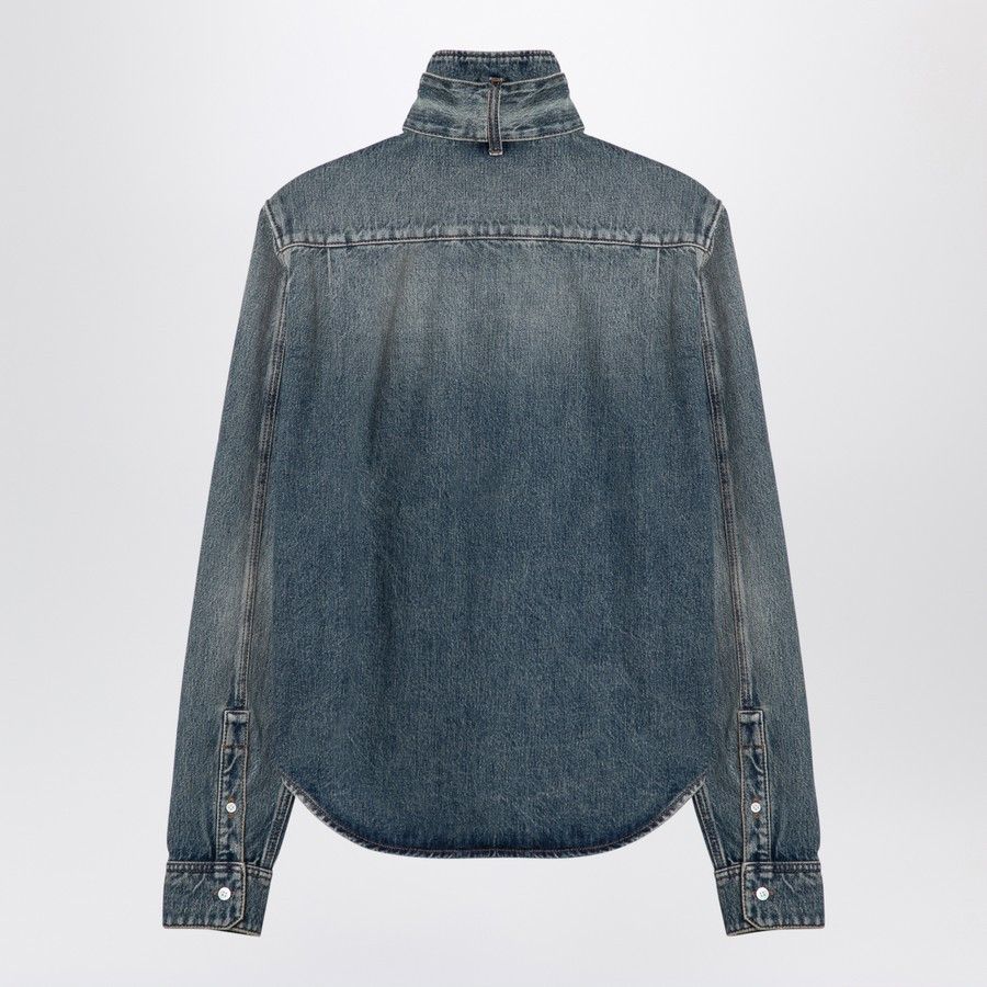 Loewe o1d2blof0824 Delave Denim Bow Shirt in Blue Size S / US 4 / IT 40 - 2 Thumbnail