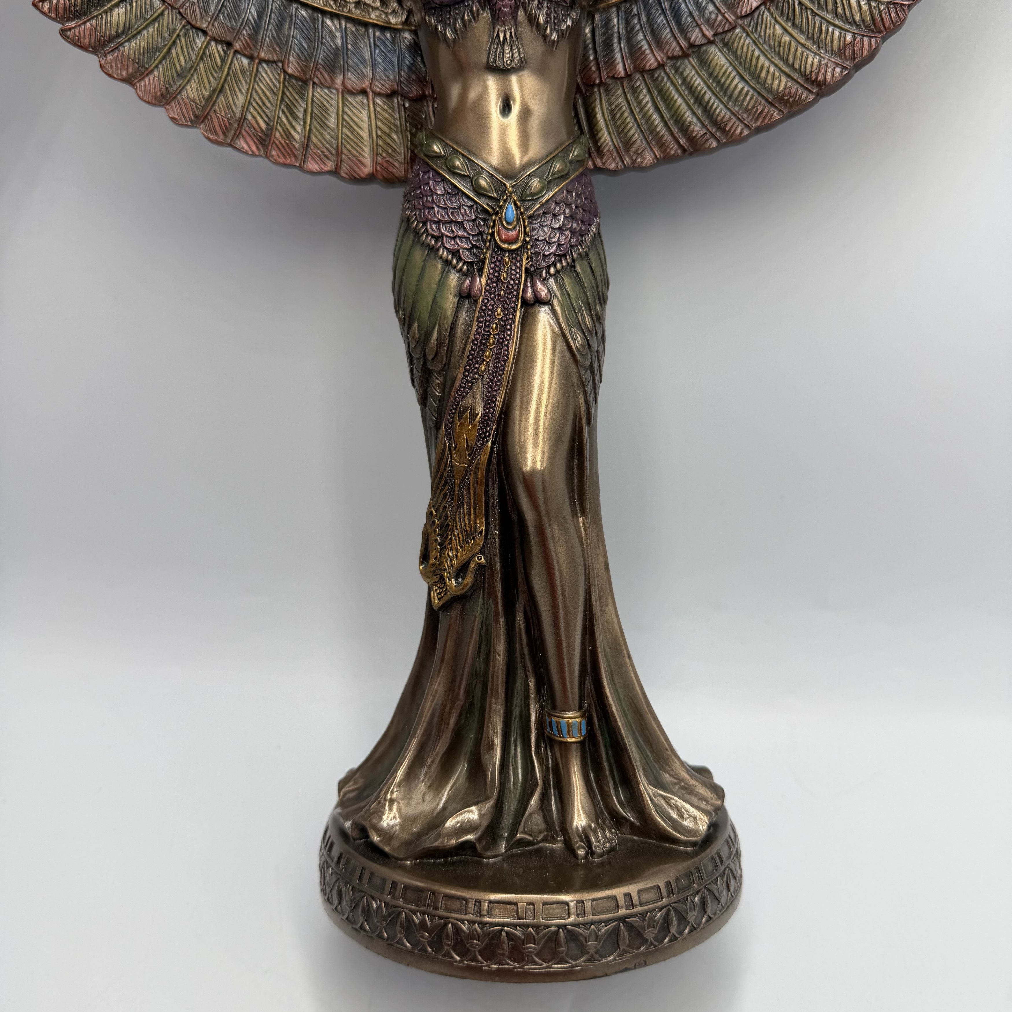 Vintage Isis Goddess Statue Bronze Finish Egyptian Winged Figurine Size ONE SIZE - 6 Thumbnail
