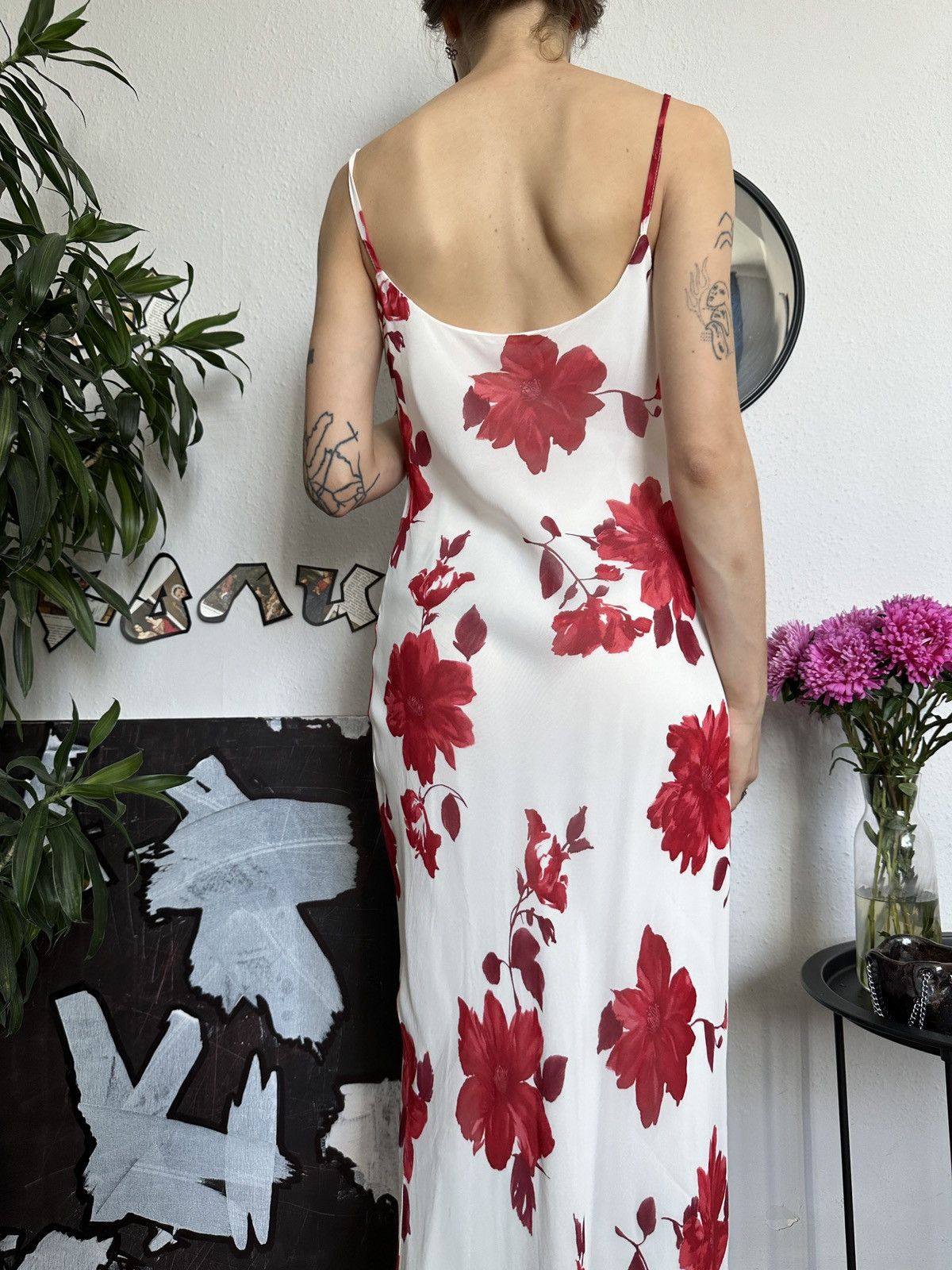 Beauty Beast Stunning evening vintage rose floral mesh cowl maxi dress Size M / US 6-8 / IT 42-44 - 4 Thumbnail
