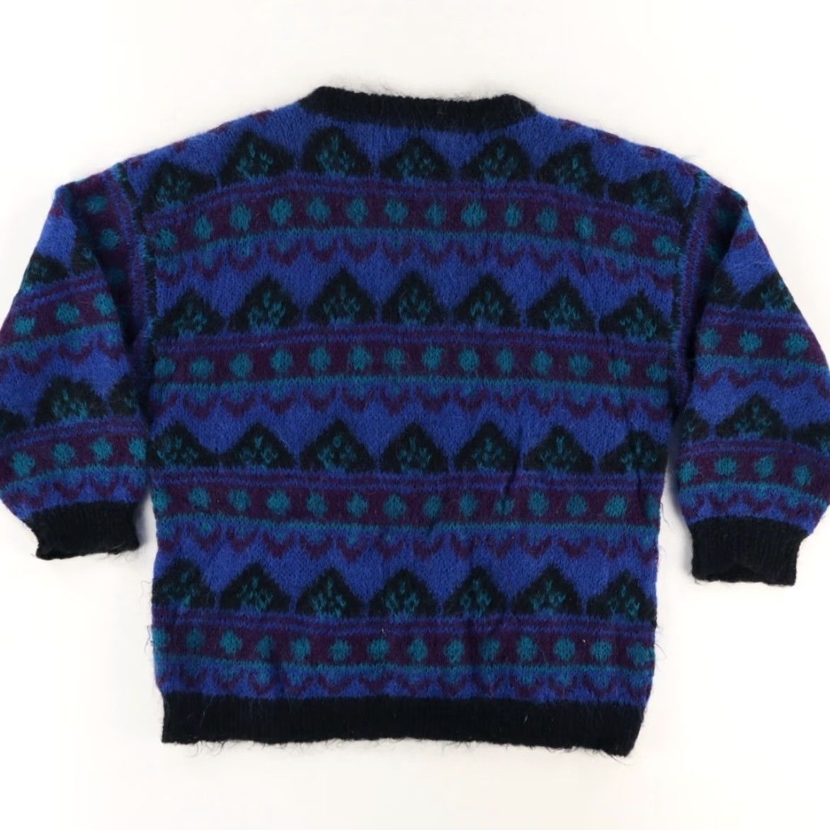Vintage VTG Gallagher Geometric Mohair Crewneck Striped Long Sleeve Blue Women's L Shirt Size L / US 10 / IT 46 - 4 Thumbnail