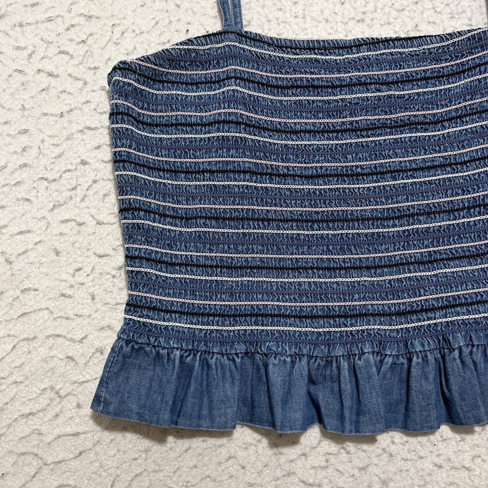 Other Derek Heart Denim Striped Crop Top Spaghetti Strap Size L / US 10 / IT 46 - 6 Thumbnail