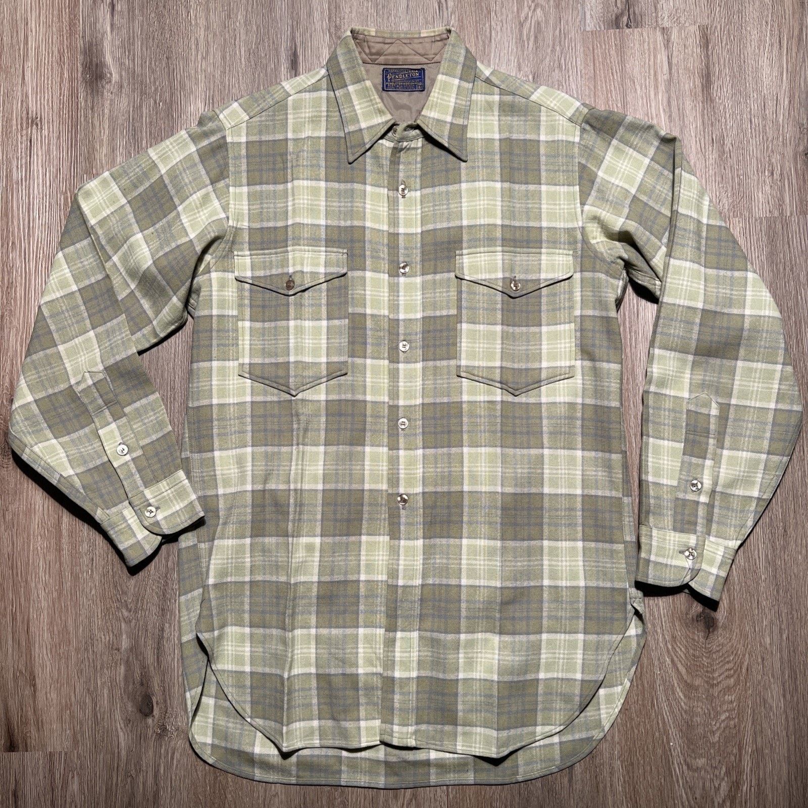 Pendleton 50s Pendleton Wool Plaid Flannel CPO Shirt Mens 15 1/4 VTG Size US L / EU 52-54 / 3 - 2 Thumbnail