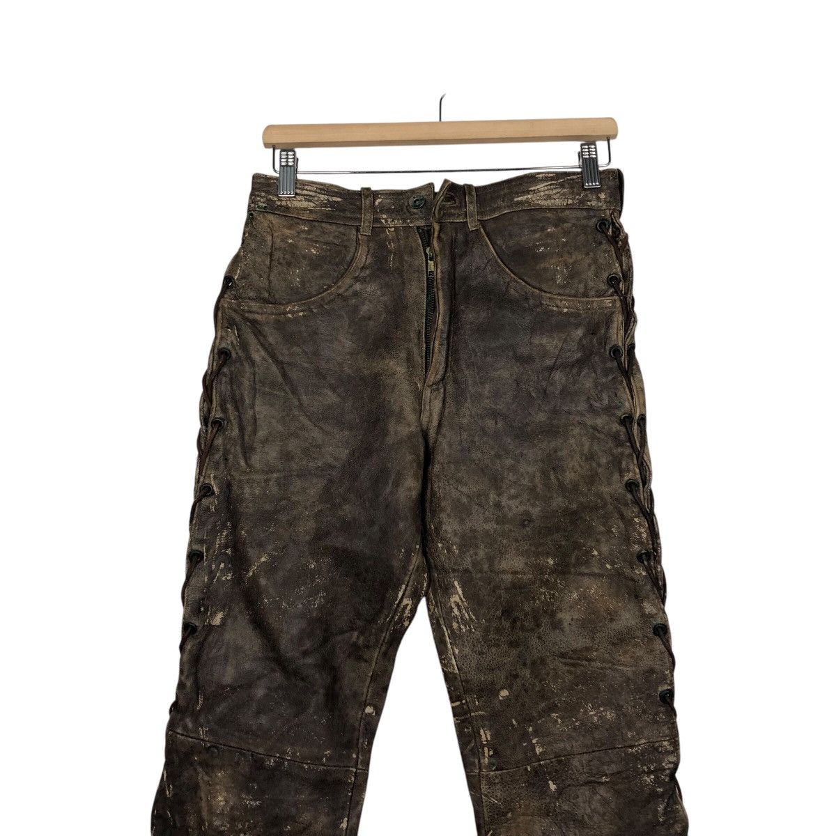 Genuine Leather 📌Vintage Leather Biker Pants Pantera Cowboy Issey Miyake Size US 30 / EU 46 - 5 Thumbnail
