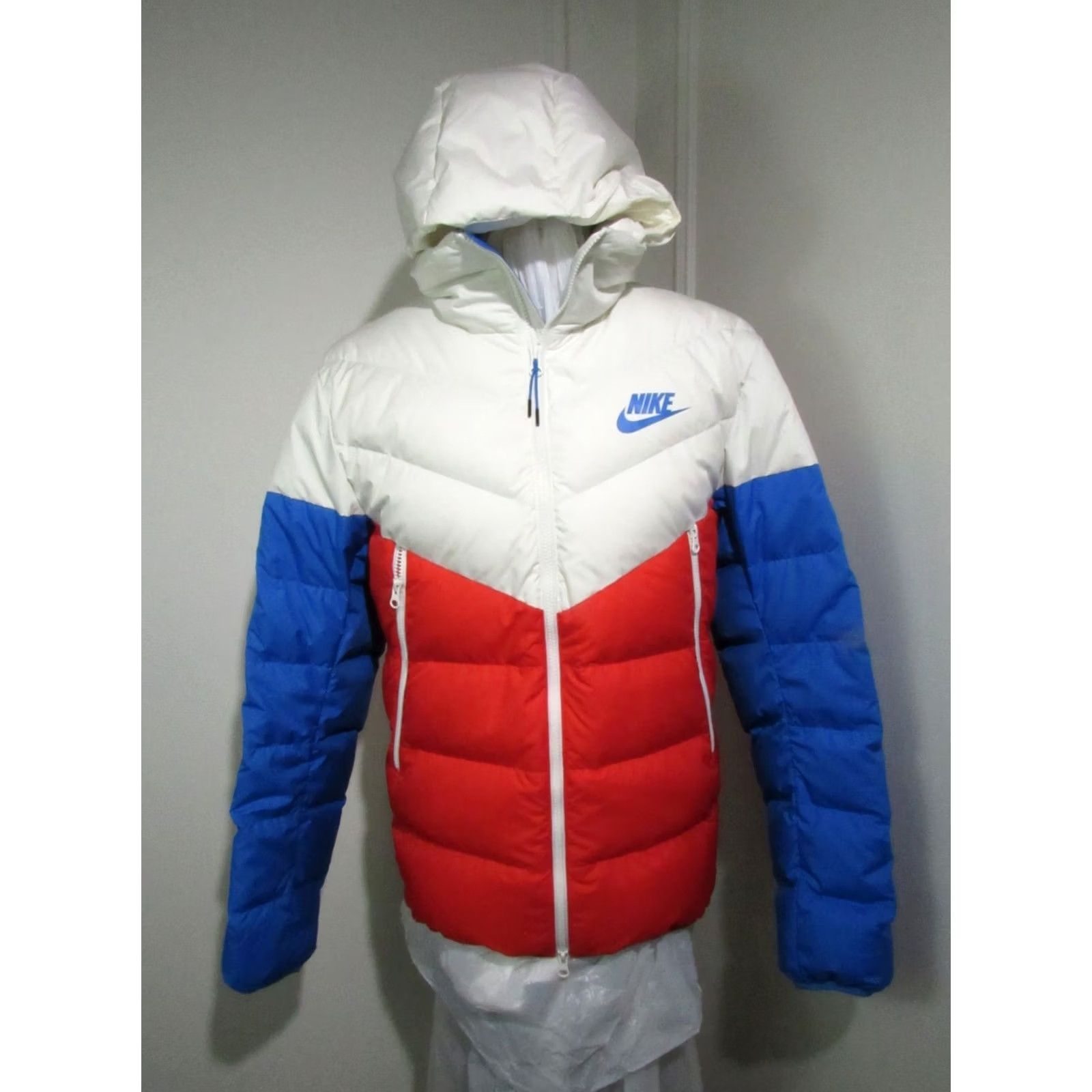 Nike Nike Duck Down Filled Red White Blue Hooded Puffer Jacket Bubble Coat Men Medium Size US M / EU 48-50 / 2 - 2 Thumbnail