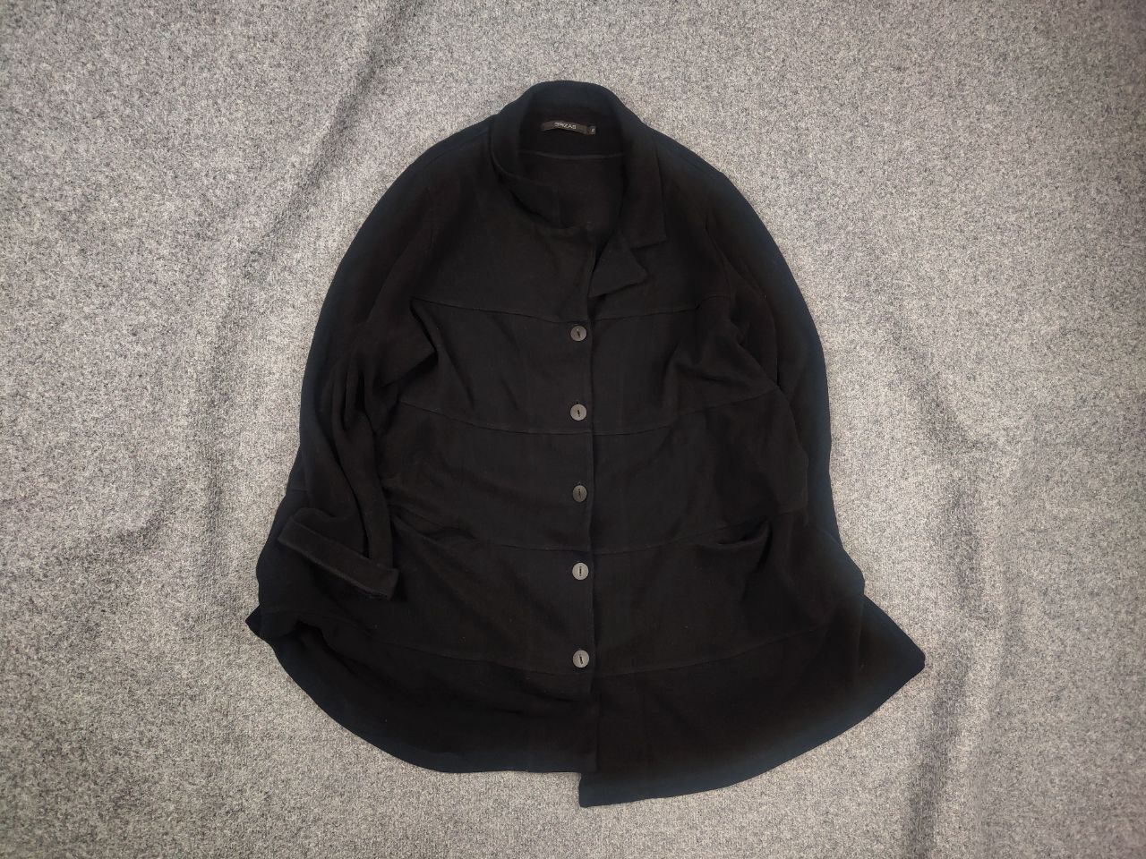 Vintage Grizas Design black Asymmetric cardigan cotton coat buttons Size XL / US 12-14 / IT 48-50 - 1 Thumbnail
