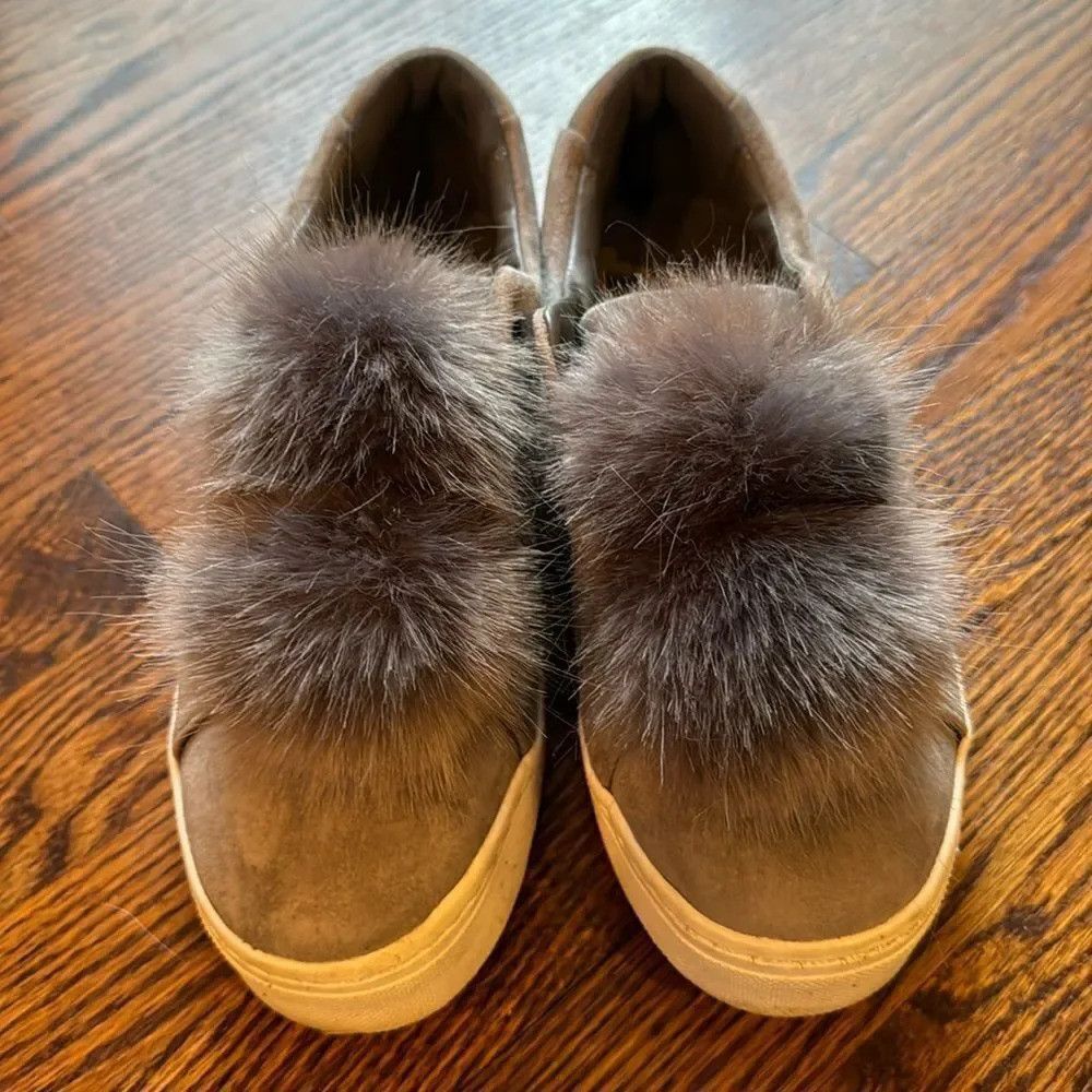 Sam Edelman Sam Edelman Leya gray suede faux fur puff ball pull on snea Size US 8.5 / IT 38.5 - 1 Thumbnail