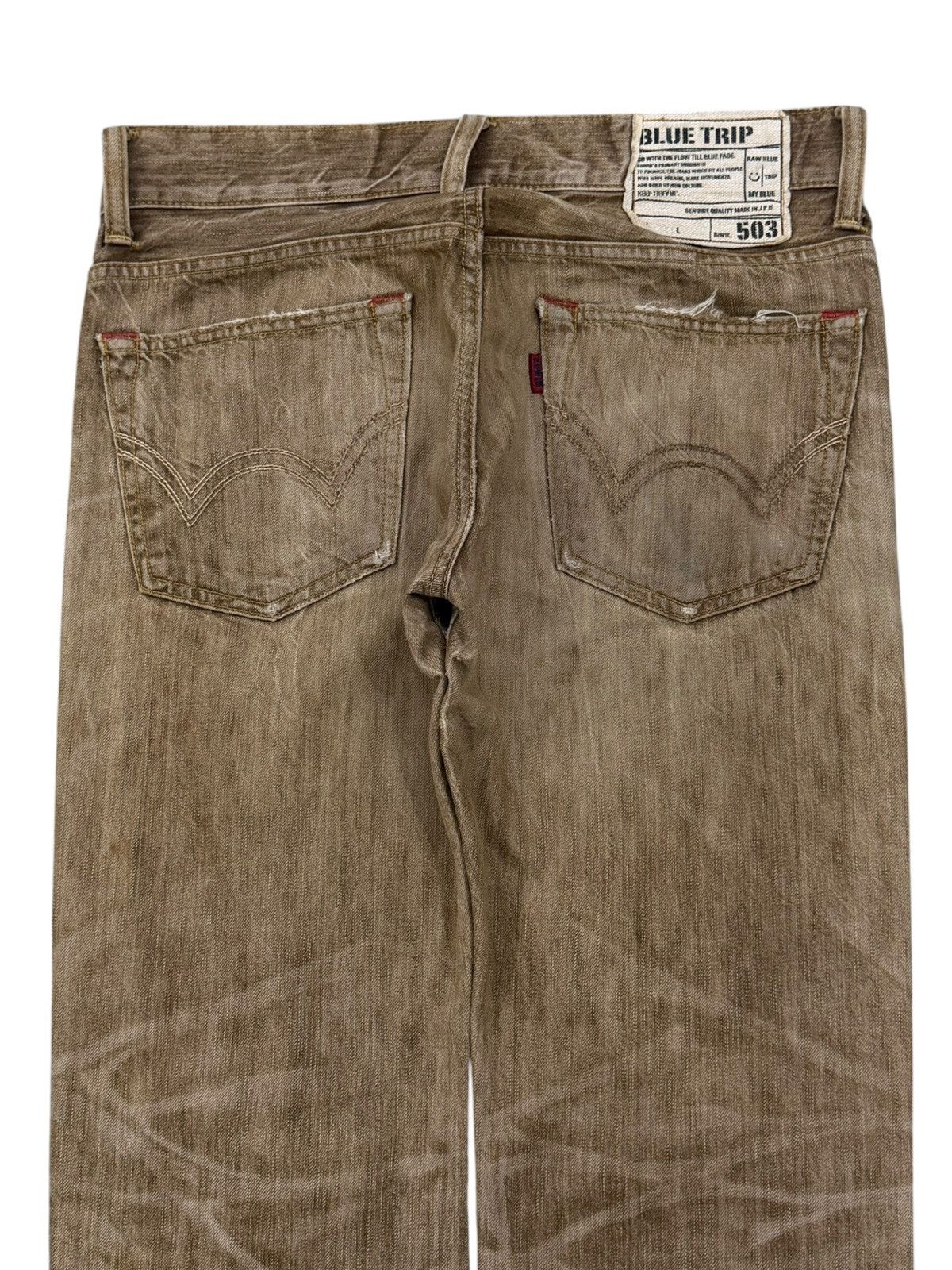 Edwin Vintage EDWIN 503 Blue Trip | Faded Brown Wash | W33 Size US 33 - 4 Thumbnail