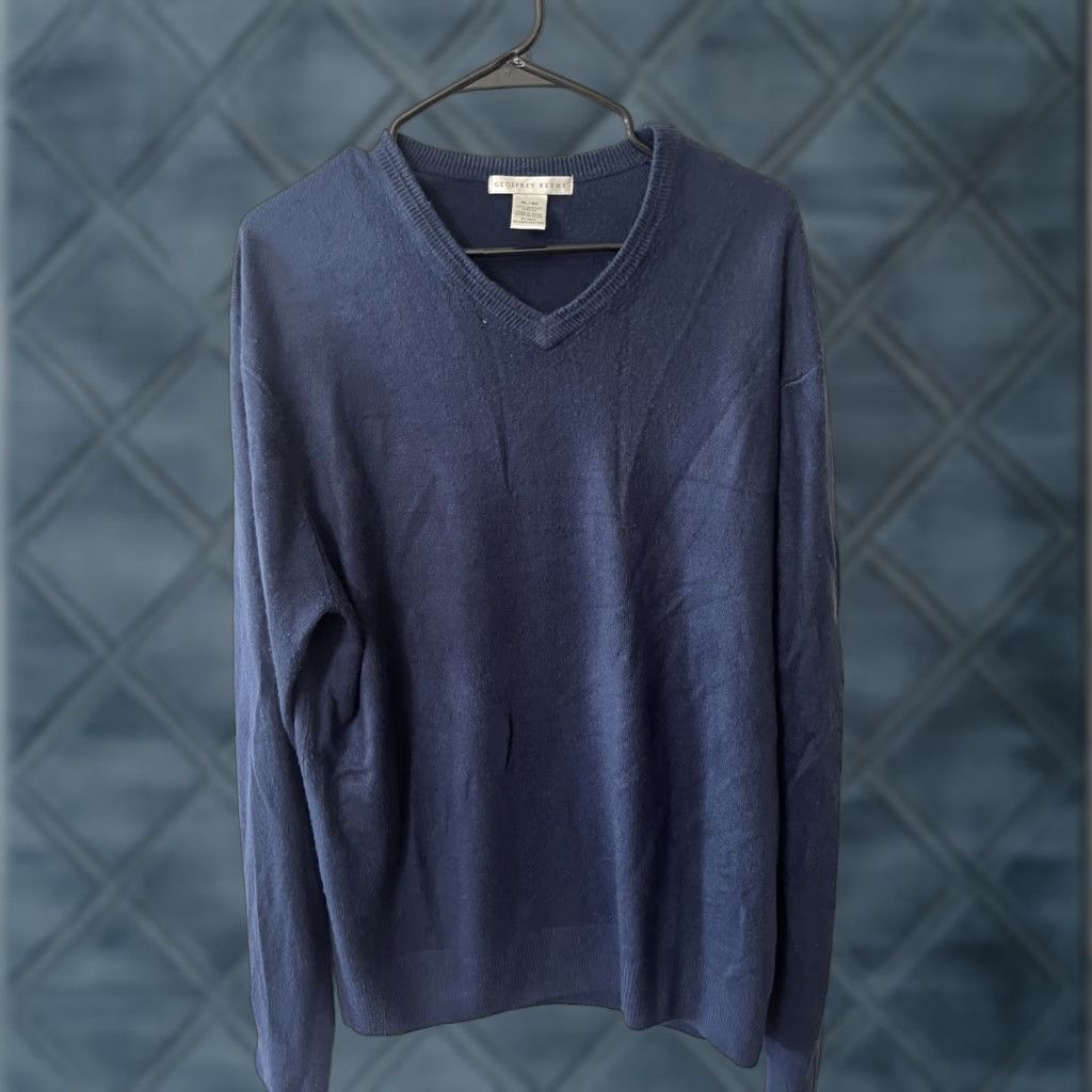 Geoffrey Beene Geoffrey Beene Mens Sweater Navy Blue V-Neck Knit Pullover XL Acrylic Pullover Knitting Knit Solid Long Sleeve Vintage (if applicable) Size US XL / EU 56 / 4 - 1 Thumbnail