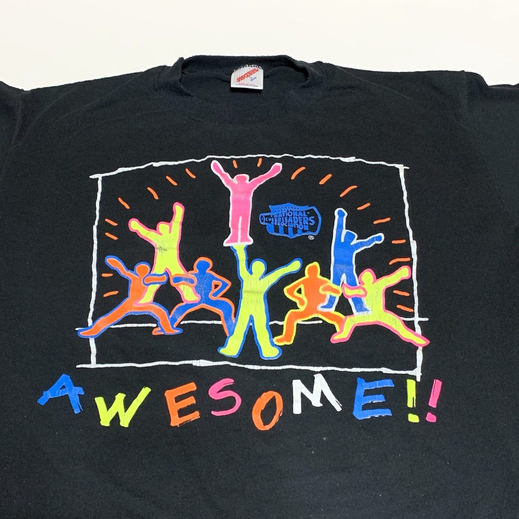 Jerzees VINTAGE National Cheerleaders Association Awesome 90s Black Neon T Shirt L/M Size US L / EU 52-54 / 3 - 2 Thumbnail