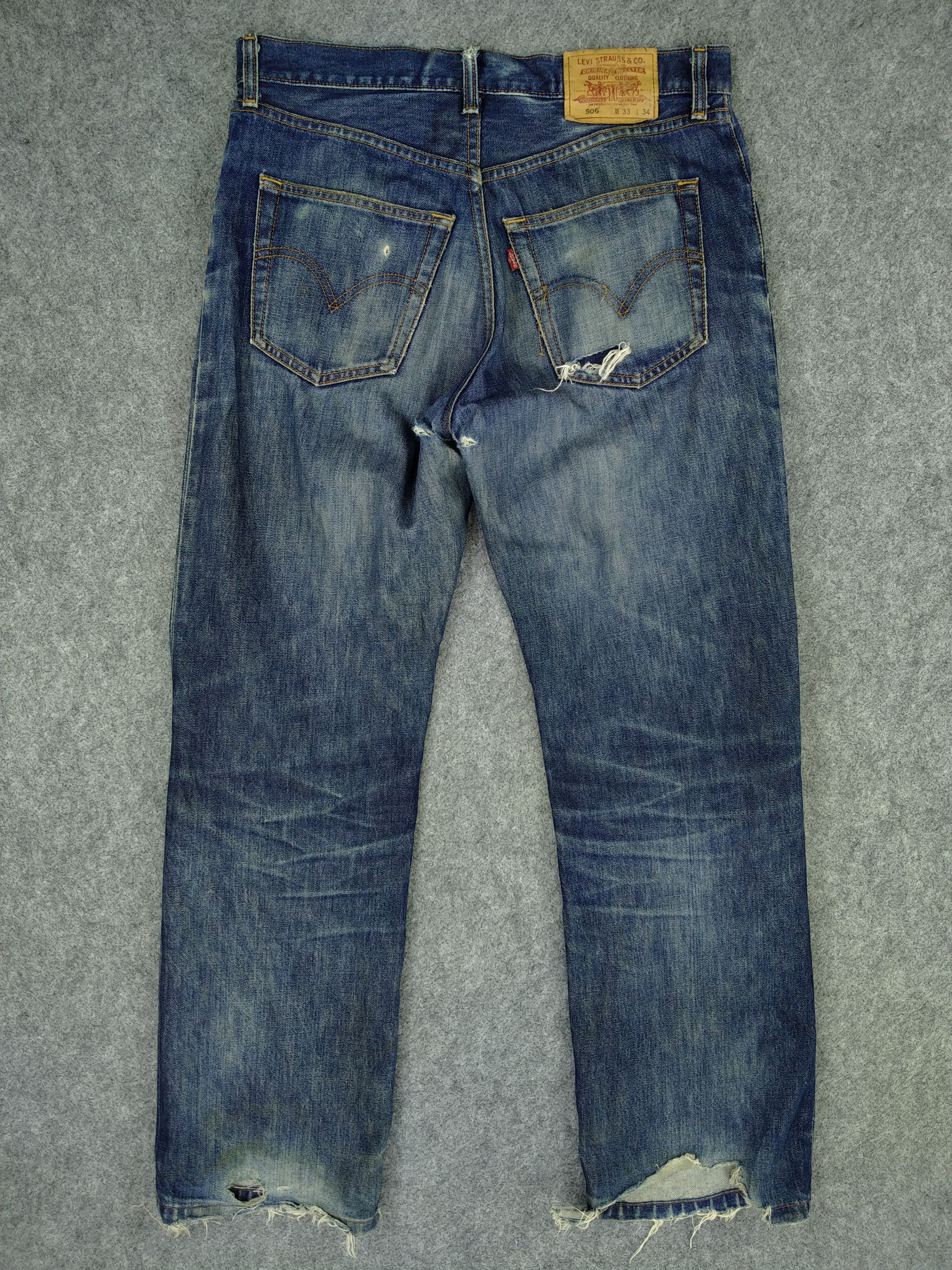 Levi's 90s Dirty Blue Vintage Levi's 506 Denim 33 x 30.5 -JN685 Size US 33 - 2 Thumbnail