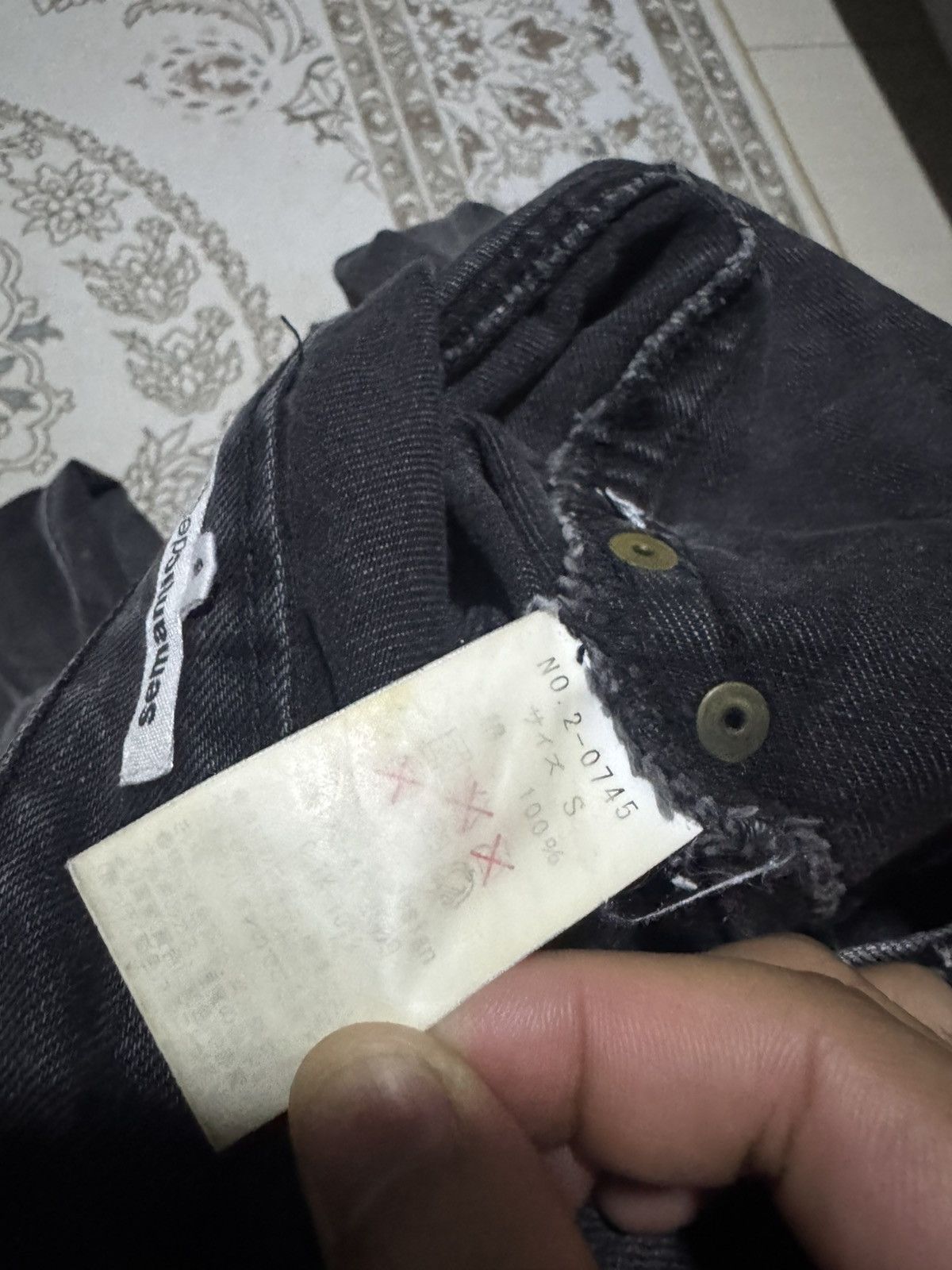 Le Grande Bleu (L.G.B.) RARE! 🔥 Studded Semantic Design Asymmetrical Denim Jeans Size US 30 / EU 46 - 7 Thumbnail