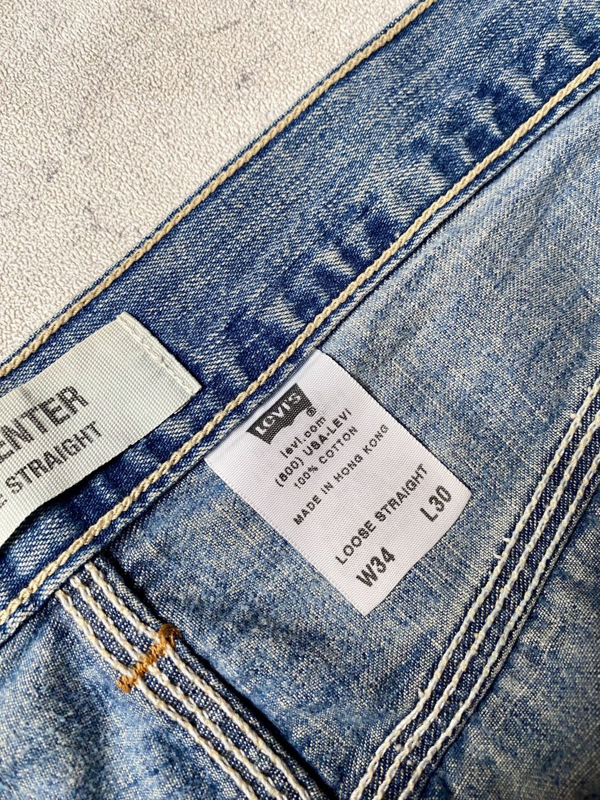 Levi's Vintage 00s Levis Carpenter Y2K Blue Jeans Loose Straight Size US 34 / EU 50 - 16 Thumbnail