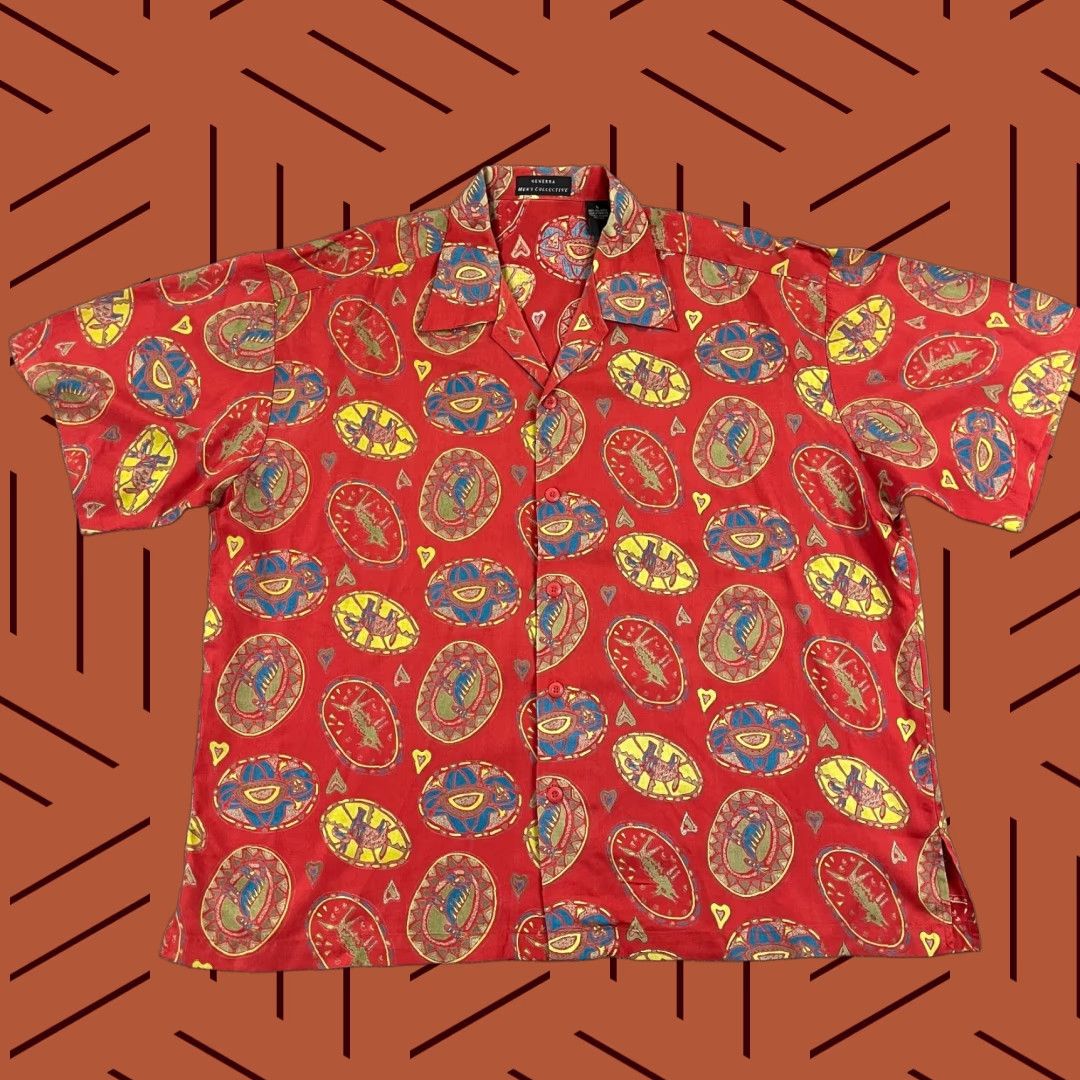 Vintage GENERRA Collective Shirt Men Large Oversized Red All Over Animal Button Up Retro Size US L / EU 52-54 / 3 - 1 Thumbnail
