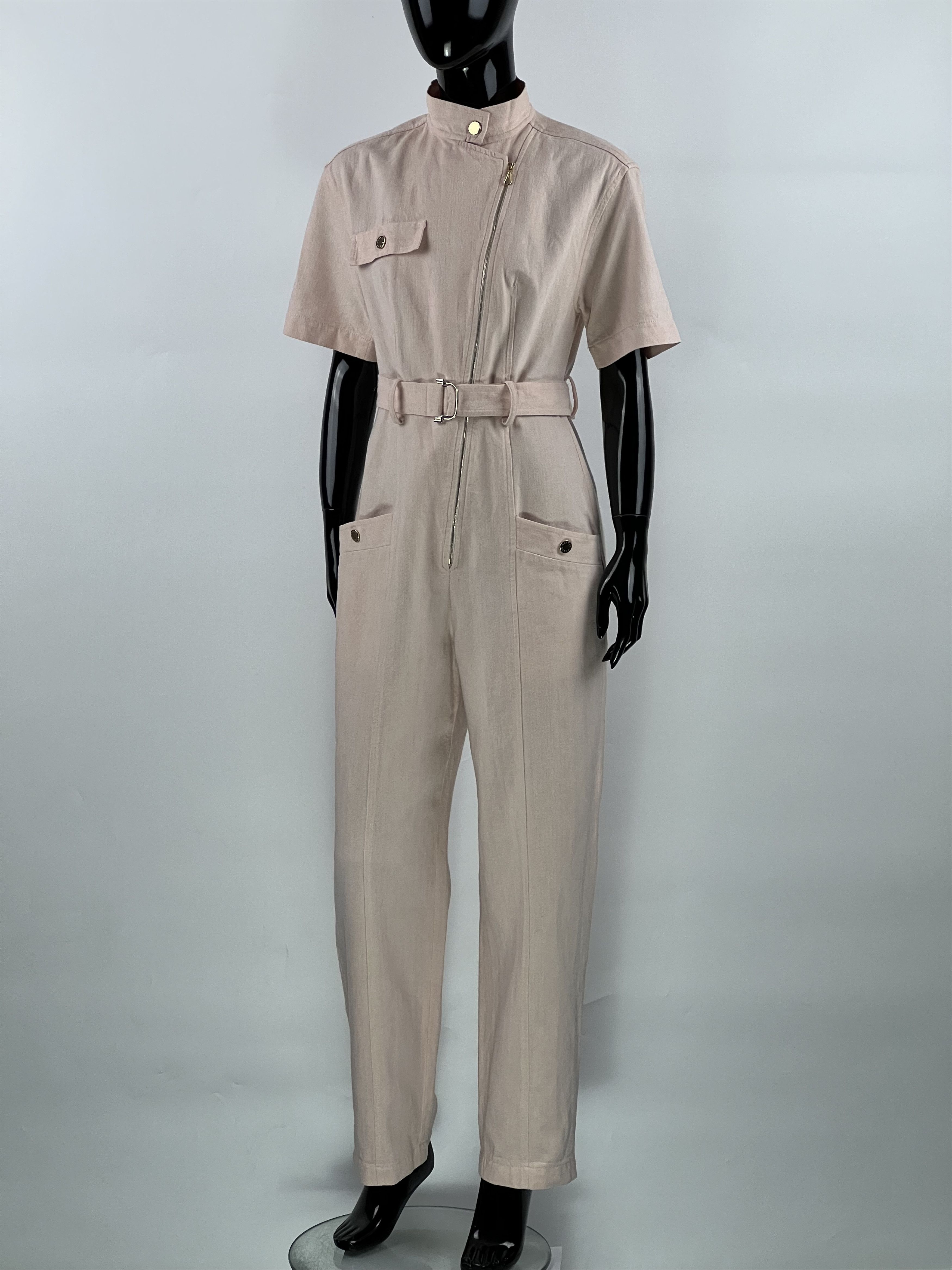 Sandro Sandro Light Pink Cotton Linen Belted Jumpsuit Size 36 Size 27" / US 4 / IT 40 - 1 Thumbnail