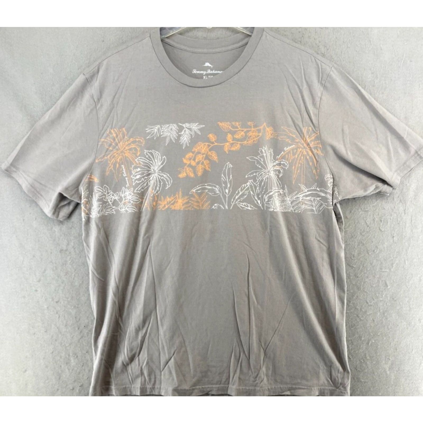 Tommy Bahama Tommy Bahama Mens TShirt XL Gray Tropical Floral - Casual Cotton Crew Neck Short Sleeve Hawaiian Shirt Style Size US XL / EU 56 / 4 - 2 Thumbnail