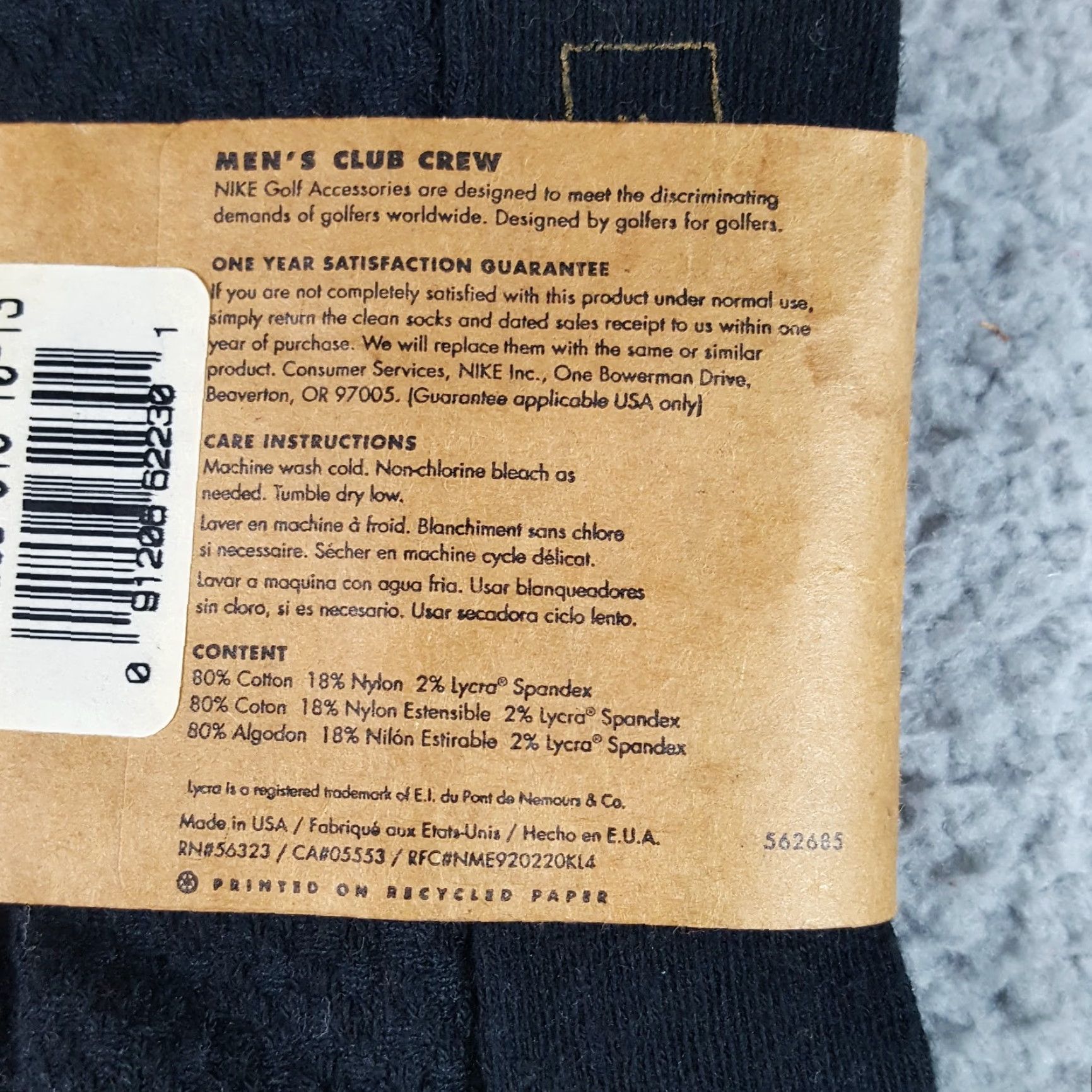 Nike VINTAGE 90s Nike Golf Crew Socks Men Size 10-13 Black USA Made Preppy Sports PGA Size ONE SIZE - 4 Thumbnail