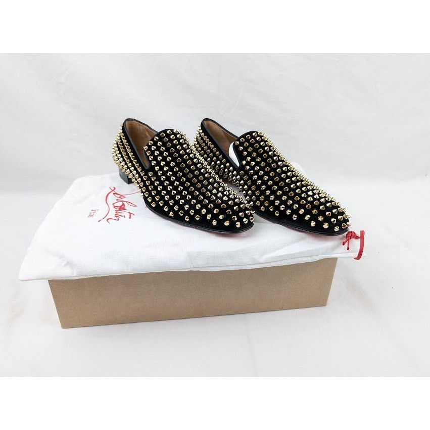 Christian Louboutin o1rshd1 Dandelion Spikes Flat Shoes in Black/Dorado Size US 10 / EU 43 - 16 Thumbnail