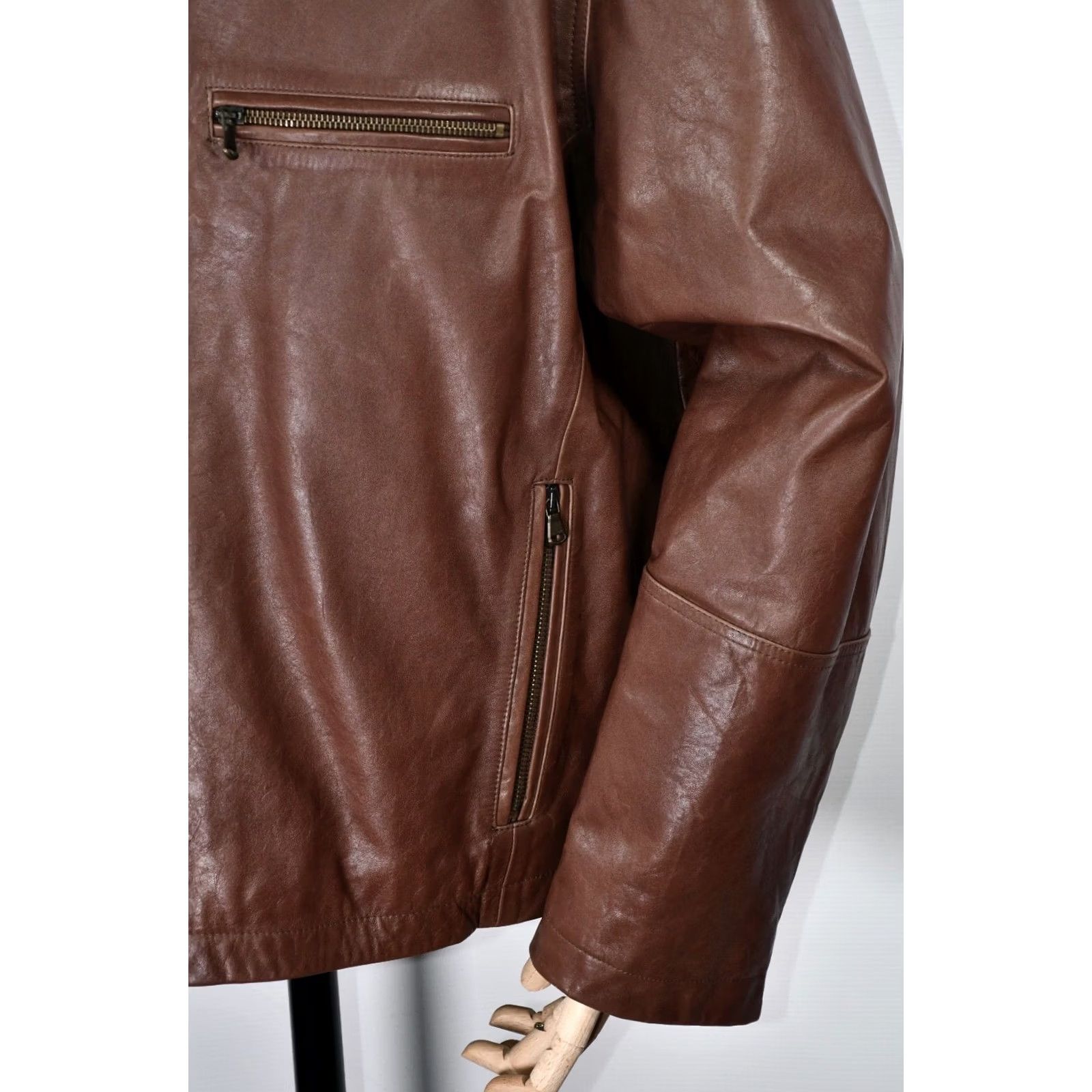 Marks & Spencer Marks & Spencer Leather Jacket Men XL Brown 100% Leather Zip Casual Chest 72cm Back Length 69cm 28.35 27.17 Size US XL / EU 56 / 4 - 5 Thumbnail