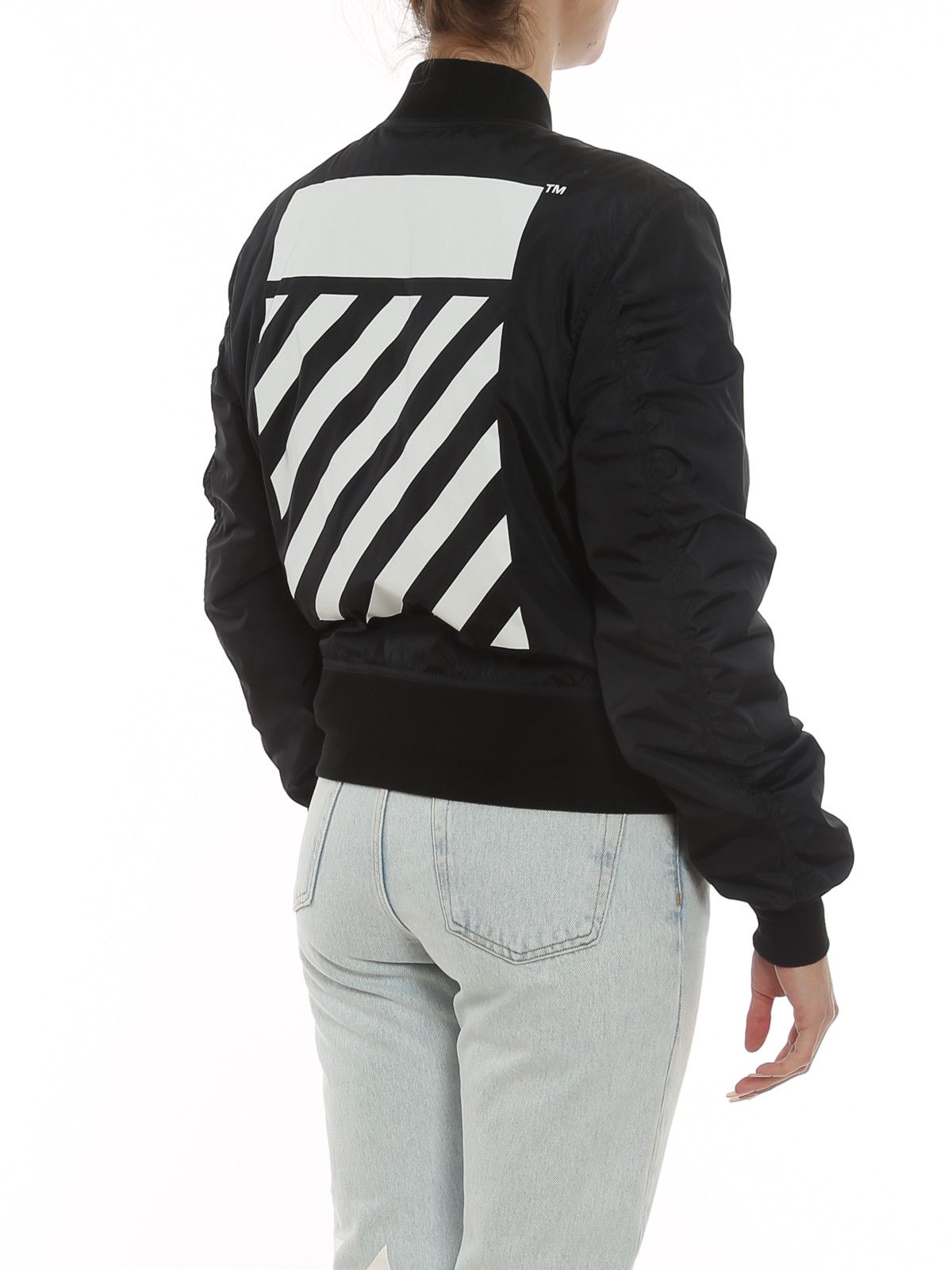 Off-White o1gr1nt0425 Diag Bomber Jacket in Black Size S / US 4 / IT 40 - 4 Thumbnail