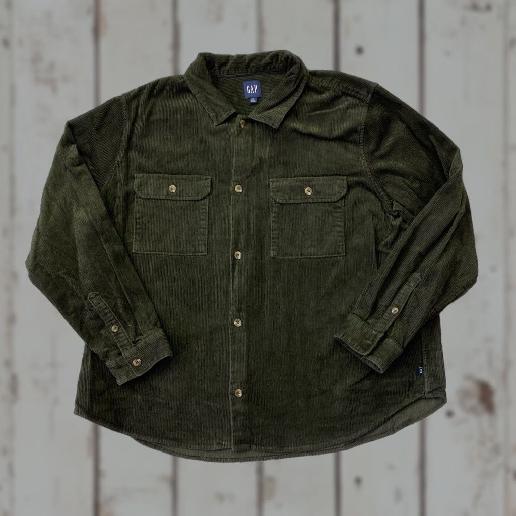 Gap Gap Shirt Mens XXL Green Corduroy Long Sleeve Button Front Casual Rugged Shirt Size US XXL / EU 58 / 5 - 1 Thumbnail