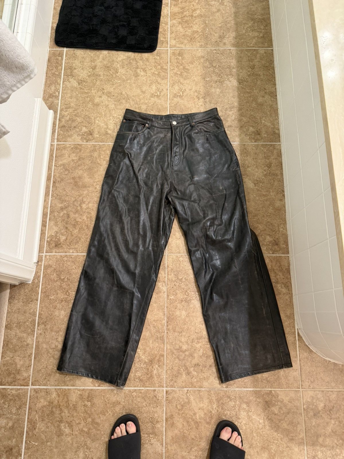 Vetements Vetements Calf Leather Pants – Natural Patina – Size M Size US 33 - 1 Thumbnail