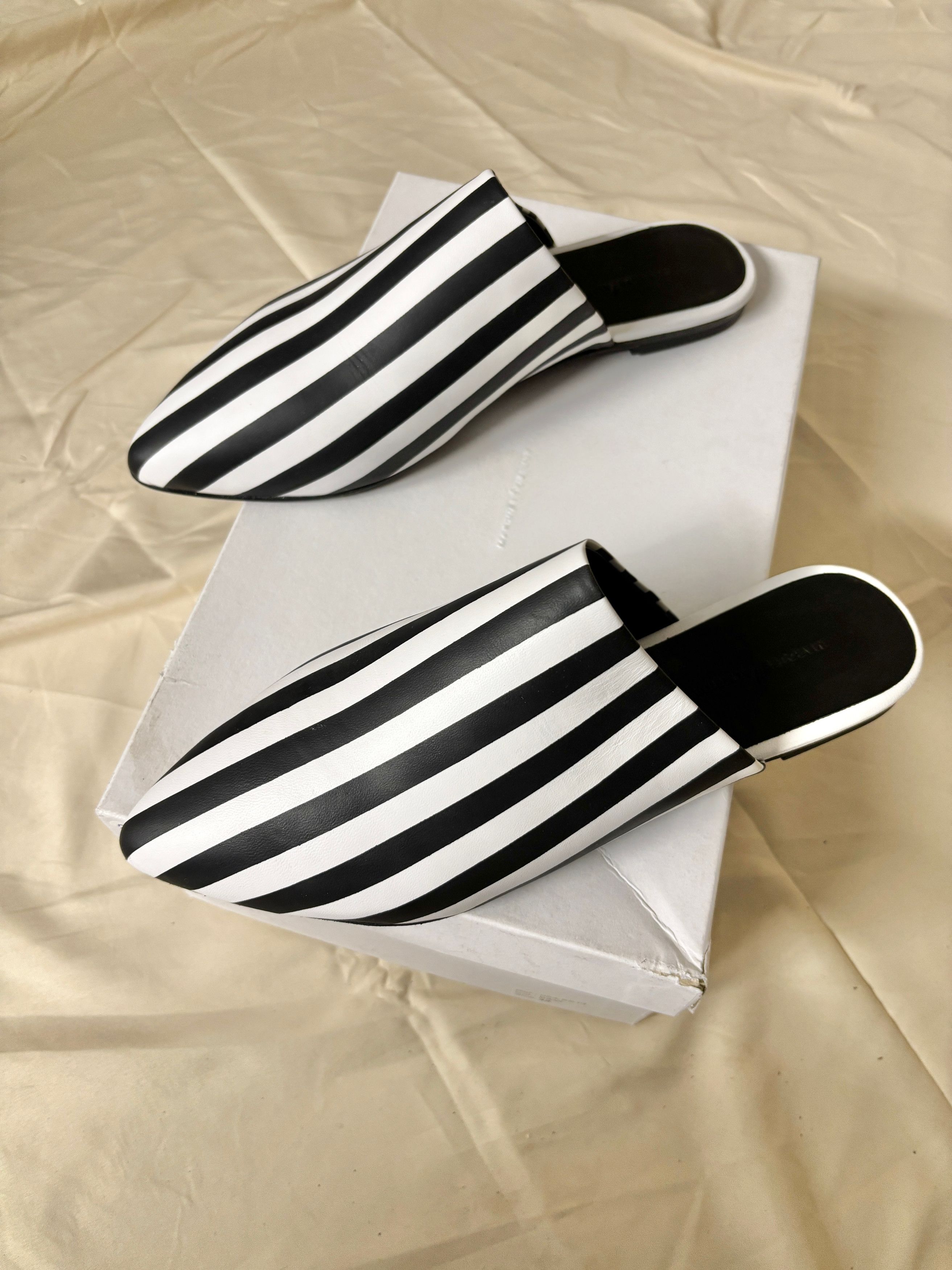 Marques'Almeida Marques Almeida BW Stripe Mules - NEW, Runway A/W17 Size US 10 / IT 40 - 4 Thumbnail