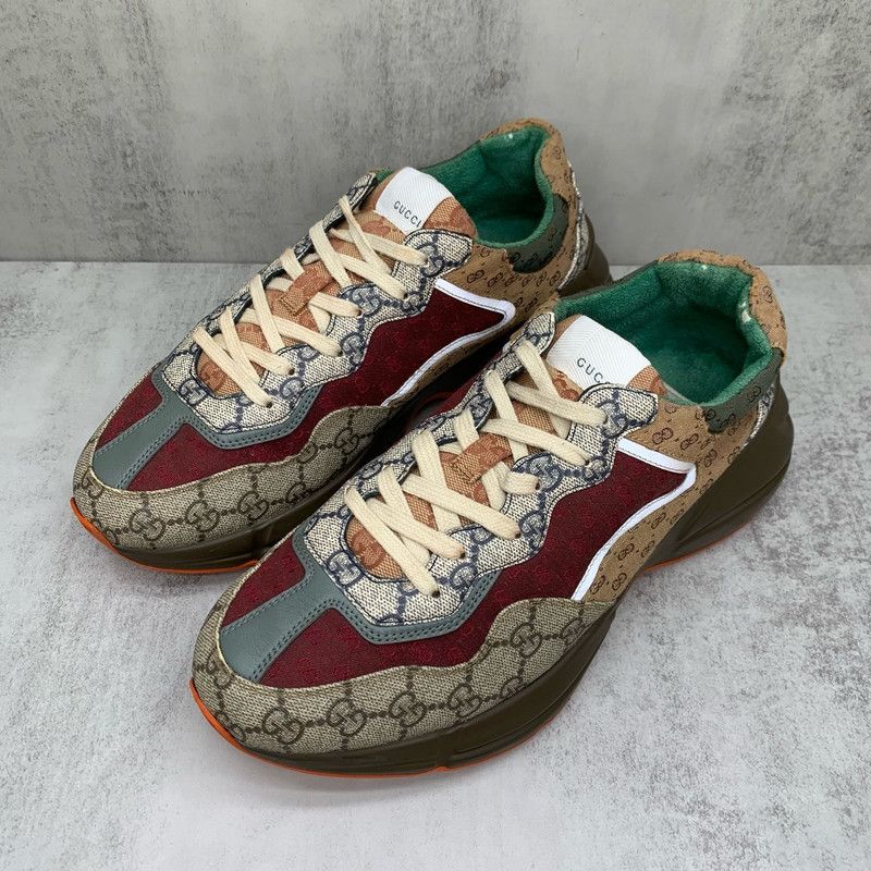 Gucci Gucci Rhyton Low Top Dad Sneakers in Red Brown 0079 Size US 10.5 / EU 43-44 - 1 Thumbnail