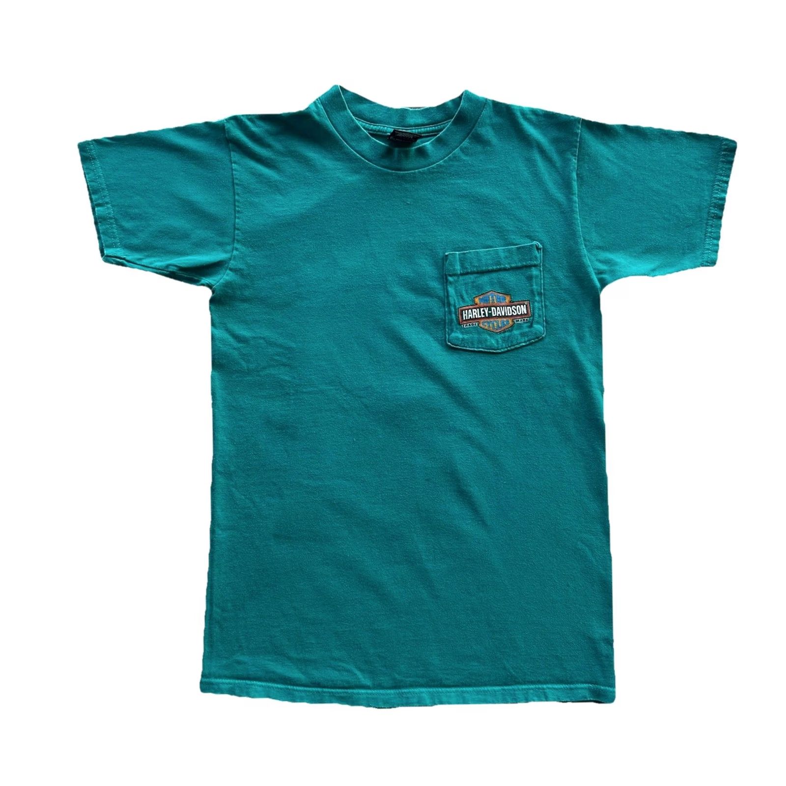 Harley Davidson VINTAGE Harley-Davidson Las Vegas T Shirt Tee Freedom Eagle USA Sz Med RARE Mens Teal 90s Biker Motorcycle Pocket Tee Size US M / EU 48-50 / 2 - 2 Thumbnail