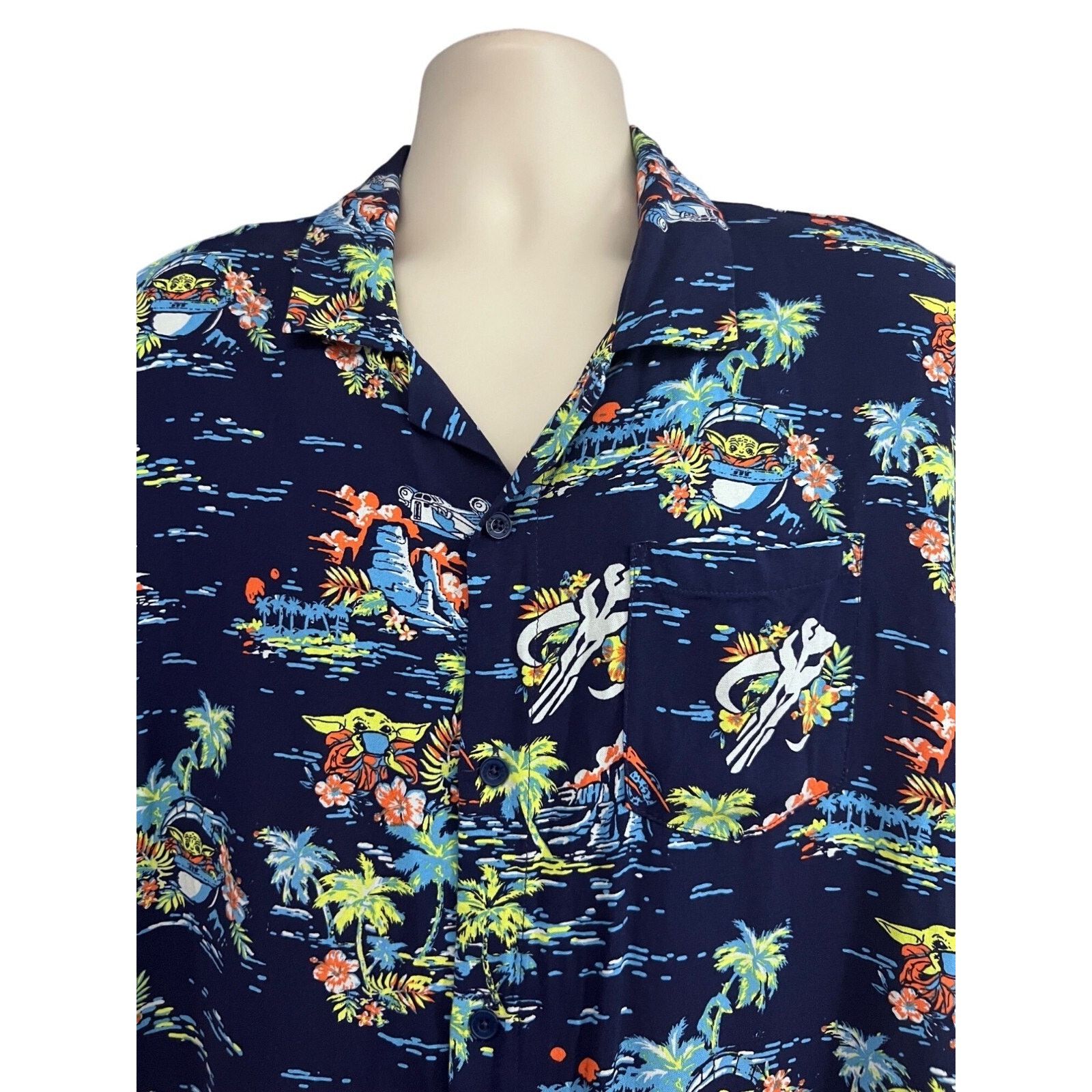 Star Wars Star Wars Mandalorian Blue Hawaiian Button Shirt 2XL Pocket Size US XXL / EU 58 / 5 - 4 Thumbnail