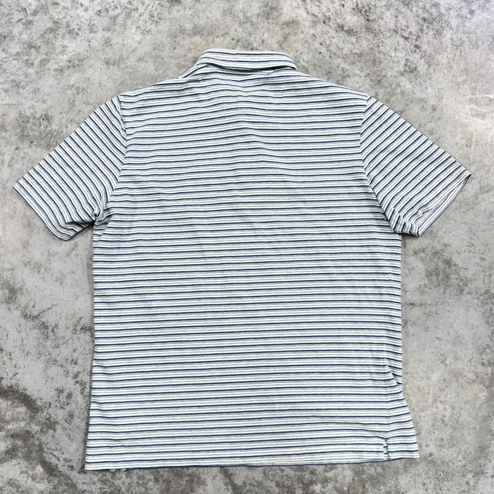 johnnie-O johnnie-O Polo Shirt Mens L Blue Striped Casual Golf Shirt Court Hangin Out White Green Size US L / EU 52-54 / 3 - 6 Thumbnail