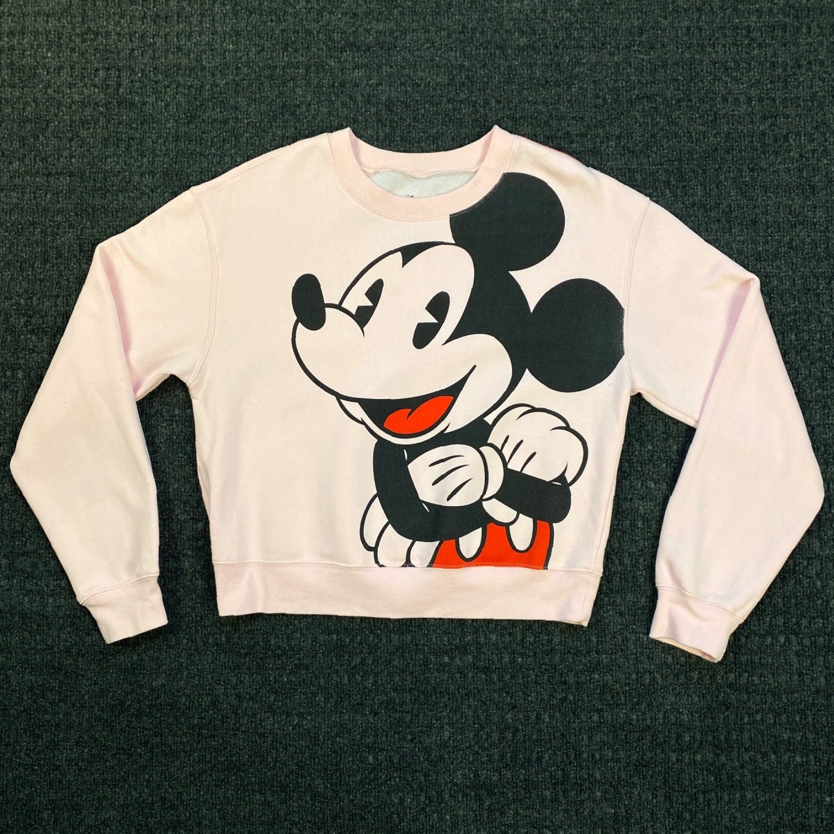 Disney Official Disney Mickey Mouse Womens Crewneck Sweatshirt Crop Top Pink Large Print Size L / US 10 / IT 46 - 2 Thumbnail