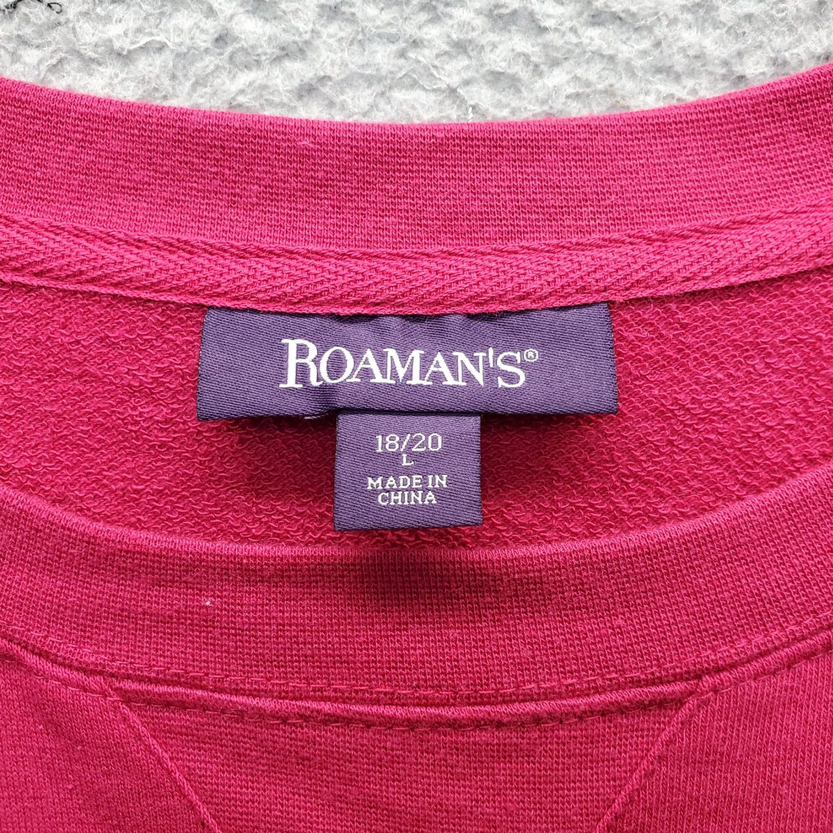 Vintage Roaman’s Sweatshirt Womens L Pink Crochet Lattice Sleeve Round Neck Pullover Size L / US 10 / IT 46 - 6 Thumbnail