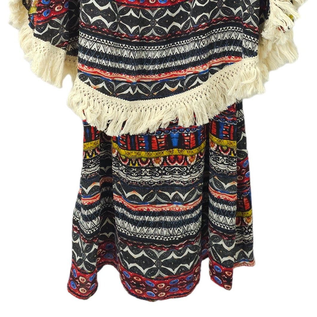 Other Yahada Tribal Geometric Boho Mini Dress Womens S Fringe Size S / US 4 / IT 40 - 16 Thumbnail