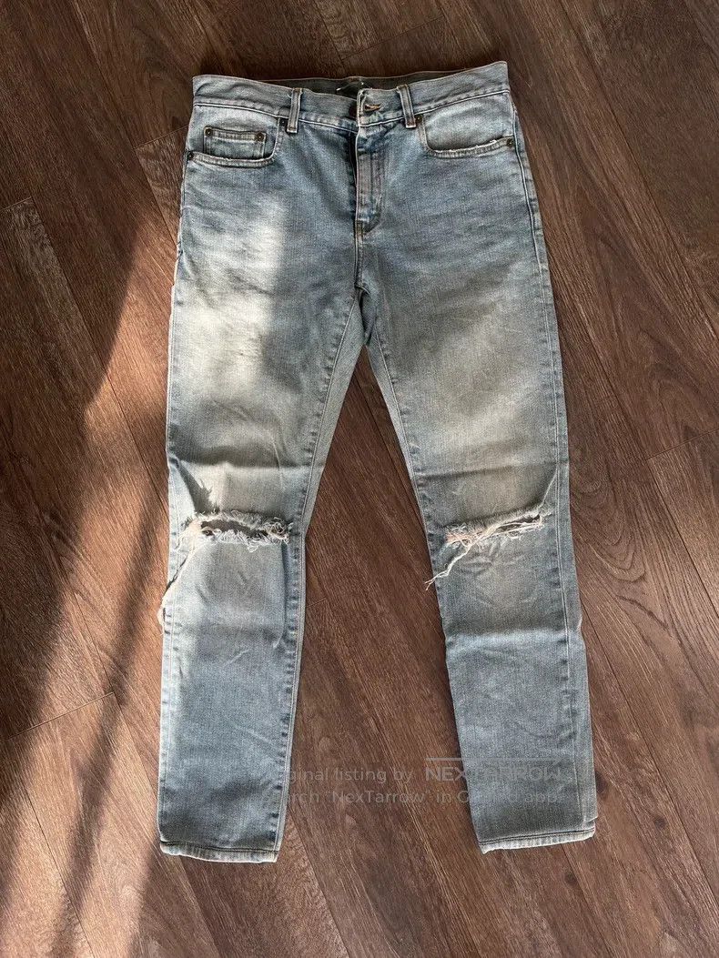 Saint Laurent Paris Saint Laurent Paris Knee Cut Destroyed Denim Pants Size US 30 / EU 46 - 1 Thumbnail