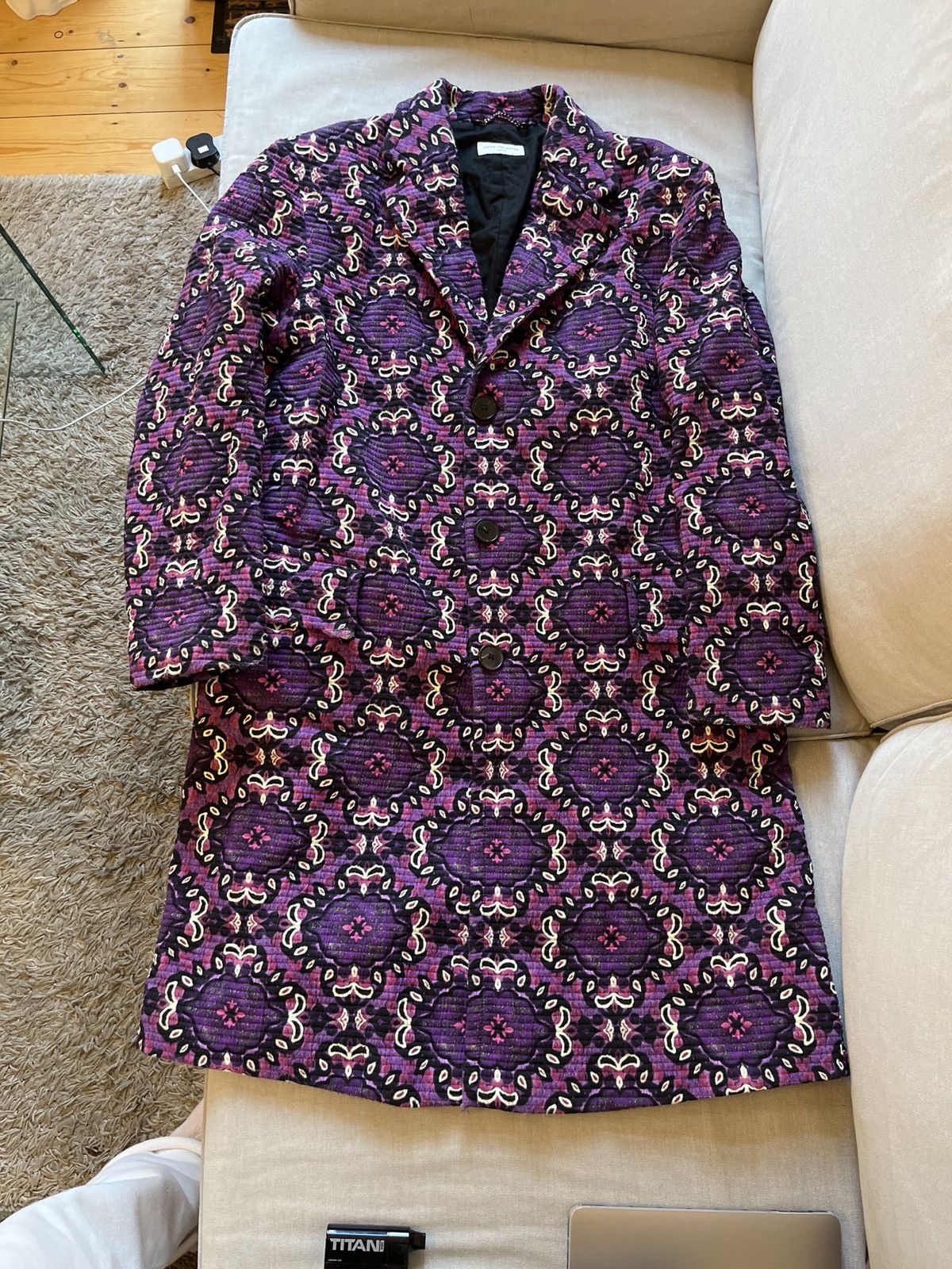 Dries Van noten runway quilted long coat