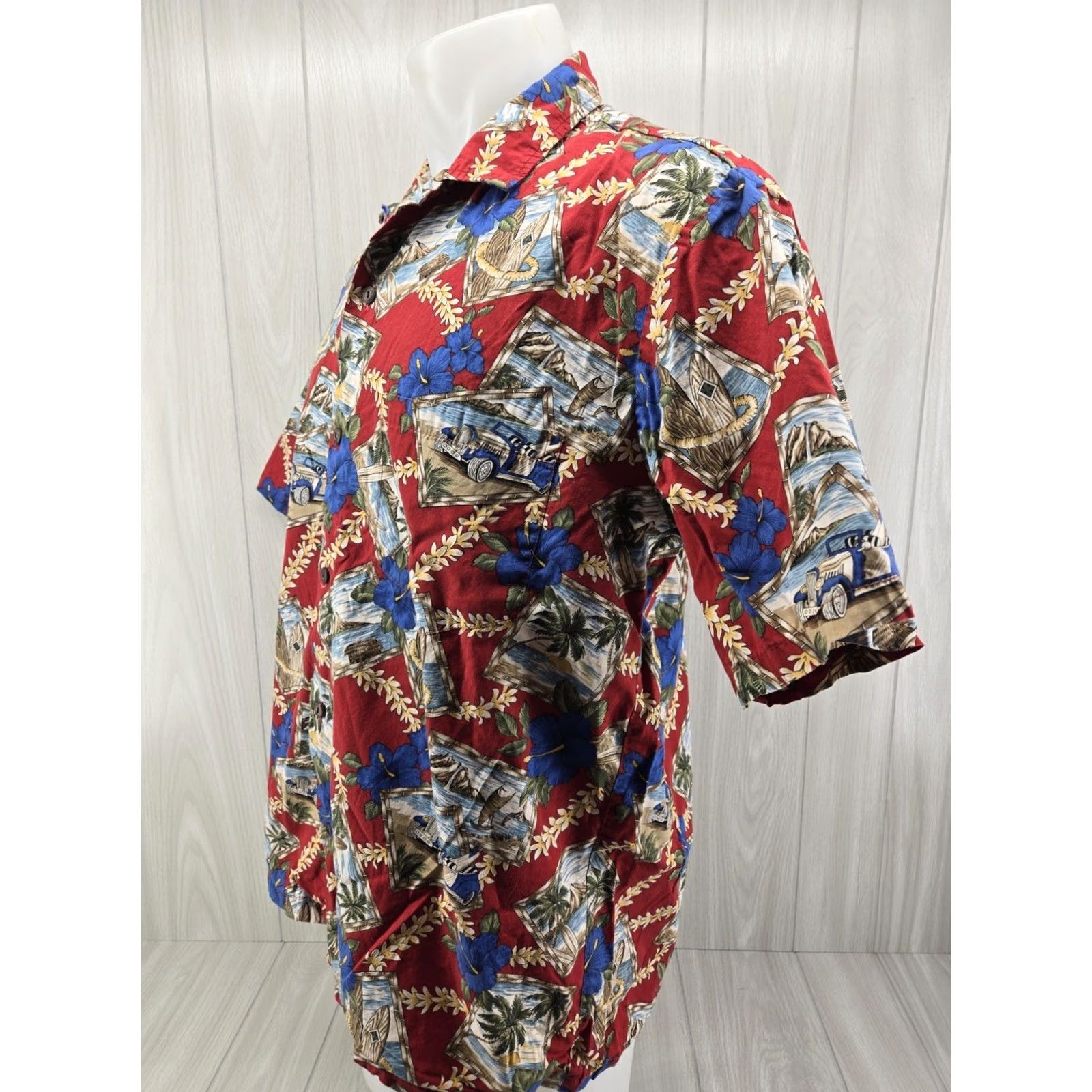 Vintage VINTAGE Winnie Fashion Mens Red Hawaiian Shirt Size Large Floral 90s Vintage Hawaiian Shirt Mens Red Size US L / EU 52-54 / 3 - 2 Thumbnail